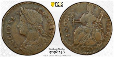 1787 CT 1/2P DB Left, Miller 31.1-gg.1 AU50BN