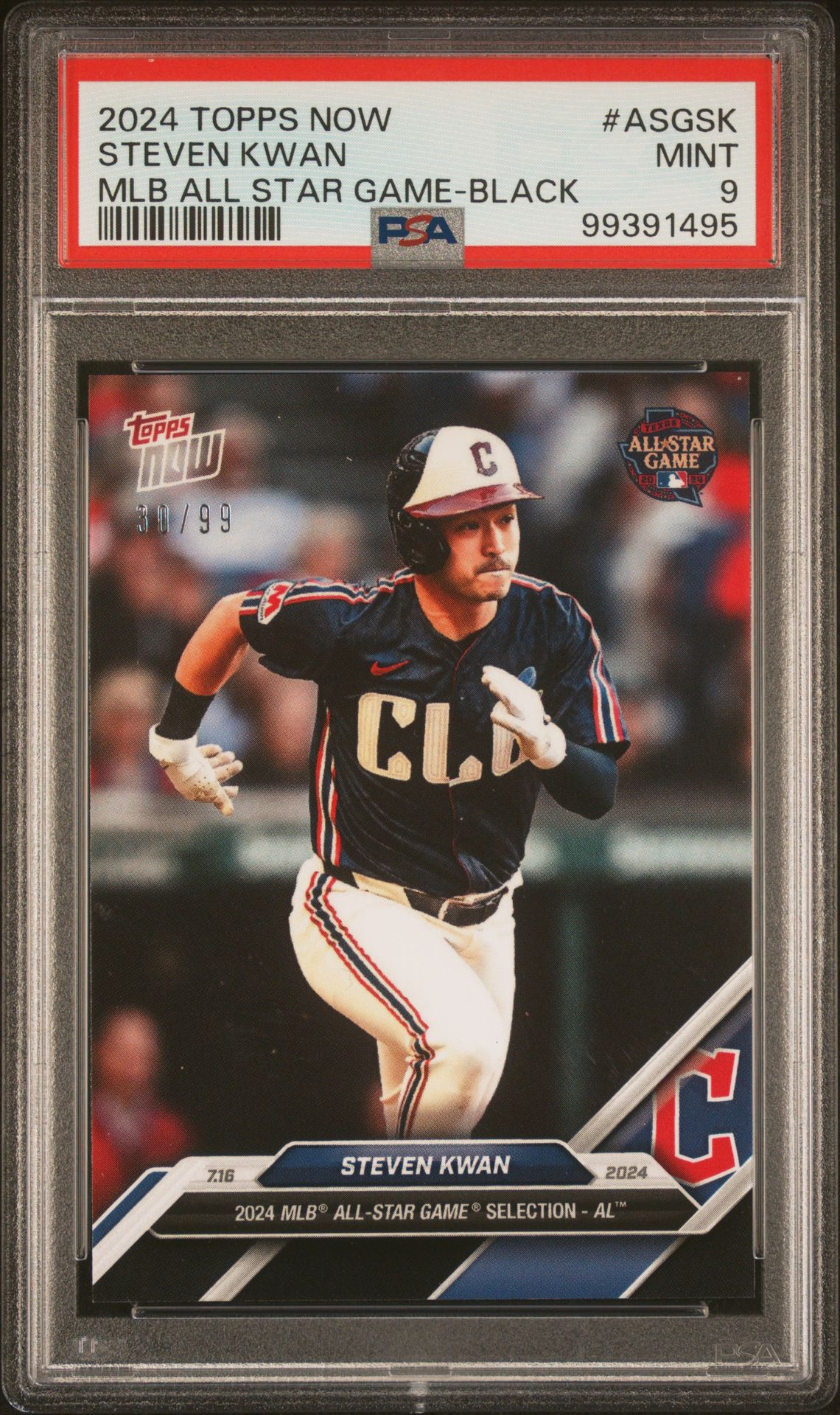 2024 Topps TOPPS NOW MLB ALL-STAR GAME MLB ALL STAR GAME-BLACK #ASGSK Steven Kwan front
