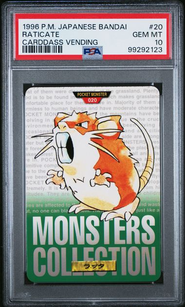 Raticate card PSA 10, cert 99292123