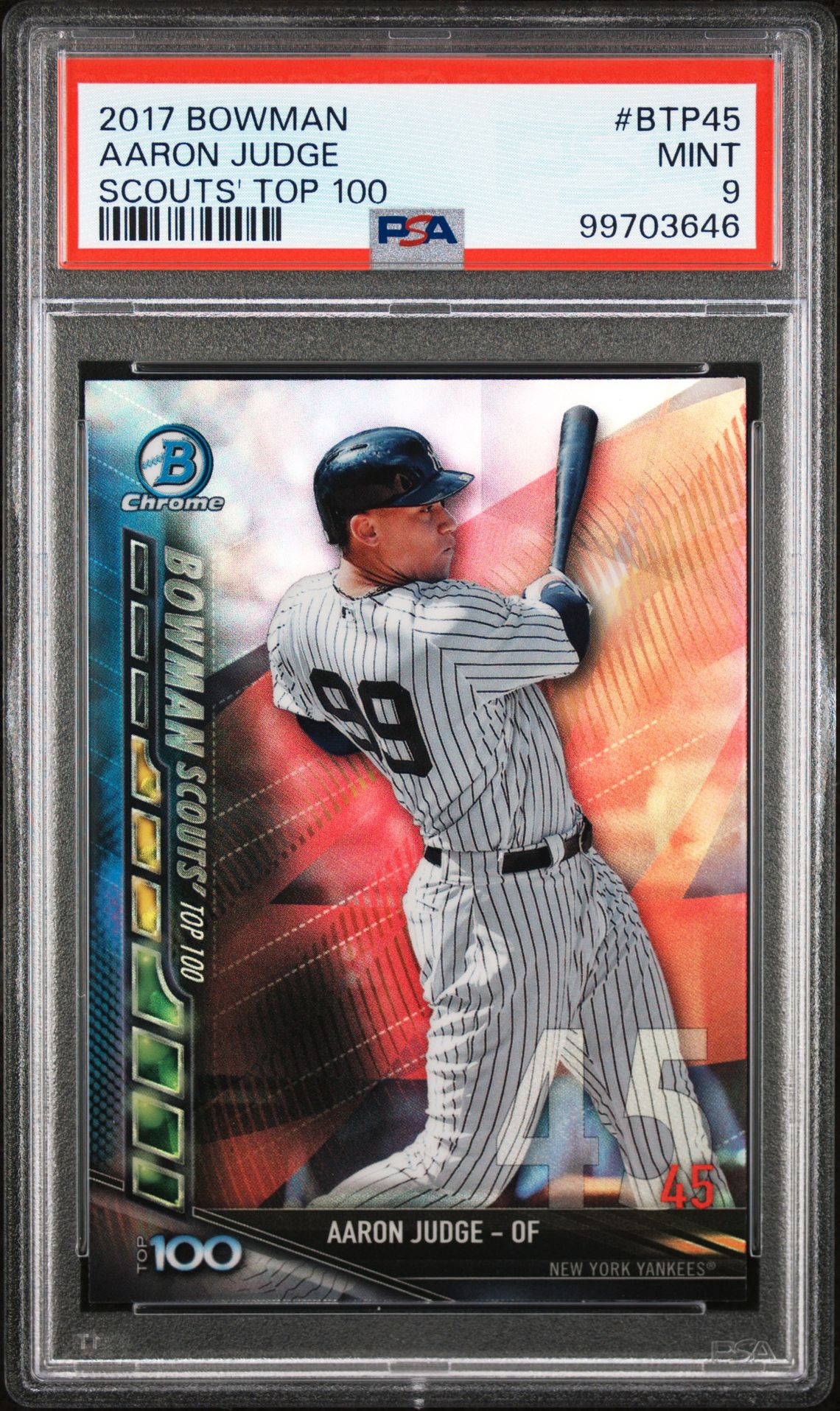 2017 Bowman BOWMAN SCOUTS' TOP 100 #BTP45 Aaron Judge front