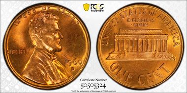 1960-D 1C Large Date MS66+ RD