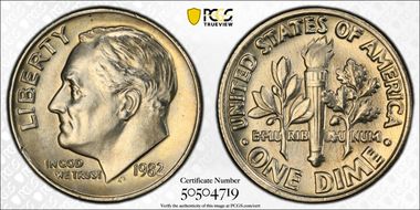 1982 10C No Mintmark - Strong MS65FB