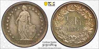 1875 B 1/2 Fr MS63