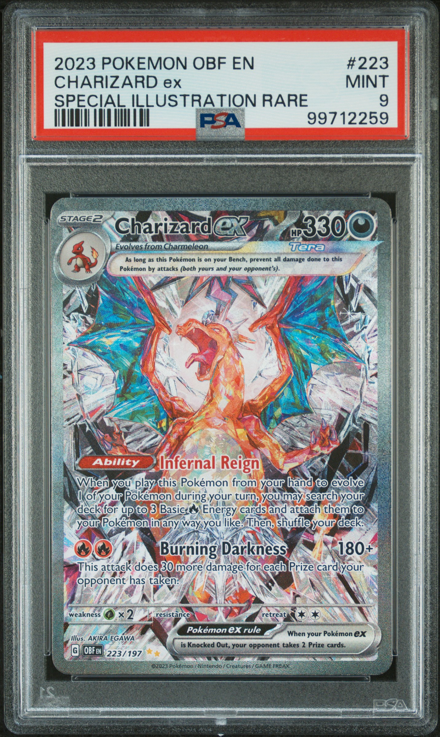 2023 Pokemon Obf En-Obsidian Flames Charizard Ex #223 (Special Illustration Rare) Mint 9 front