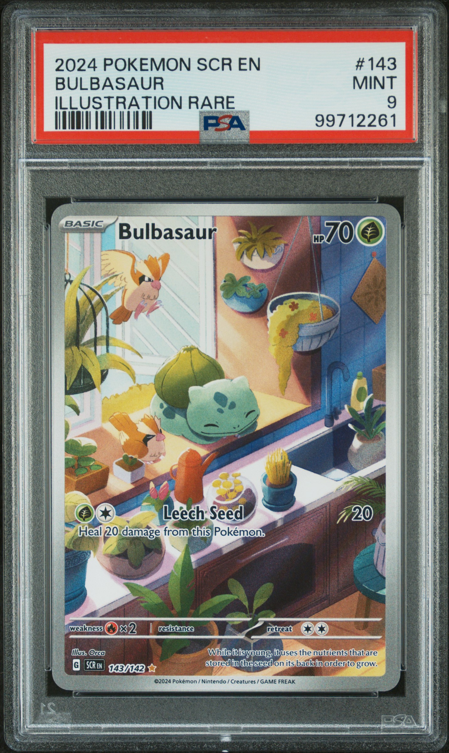 2024 Pokemon Scr En-Stellar Crown Bulbasaur #143 (Illustration Rare) Mint 9 front