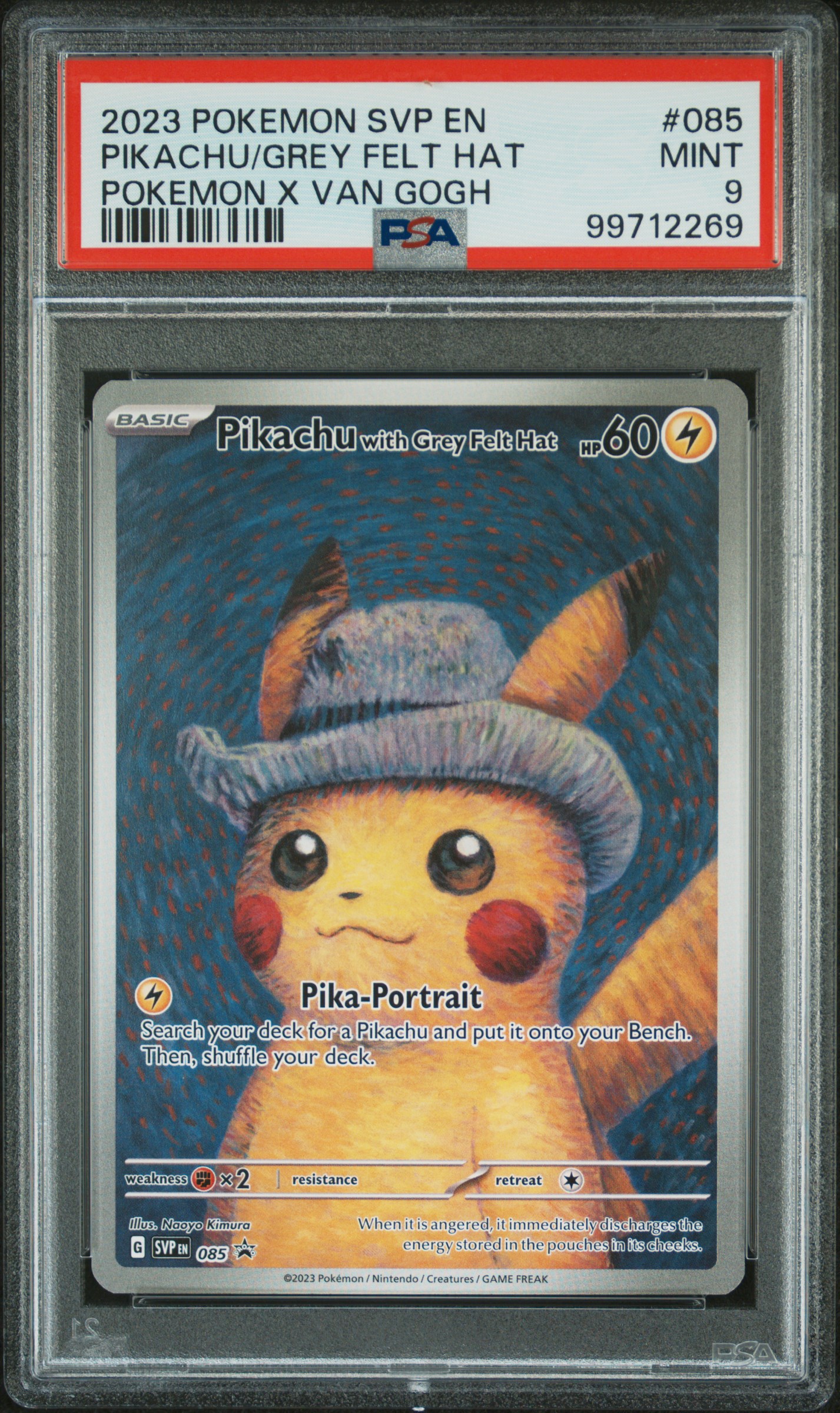 2023 Pokemon Svp En-Sv Black Star Promo Pikachu/Grey Felt Hat #085 (Pokemon X Van Gogh) Mint 9 front