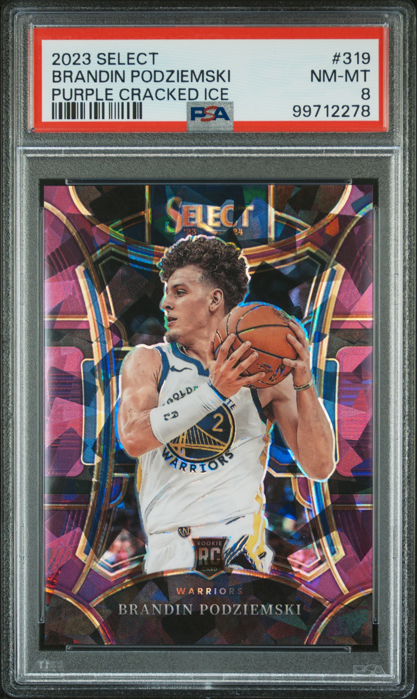 2023 Panini Select Brandin Podziemski #319 (Purple Cracked Ice) Nm-Mt 8 front