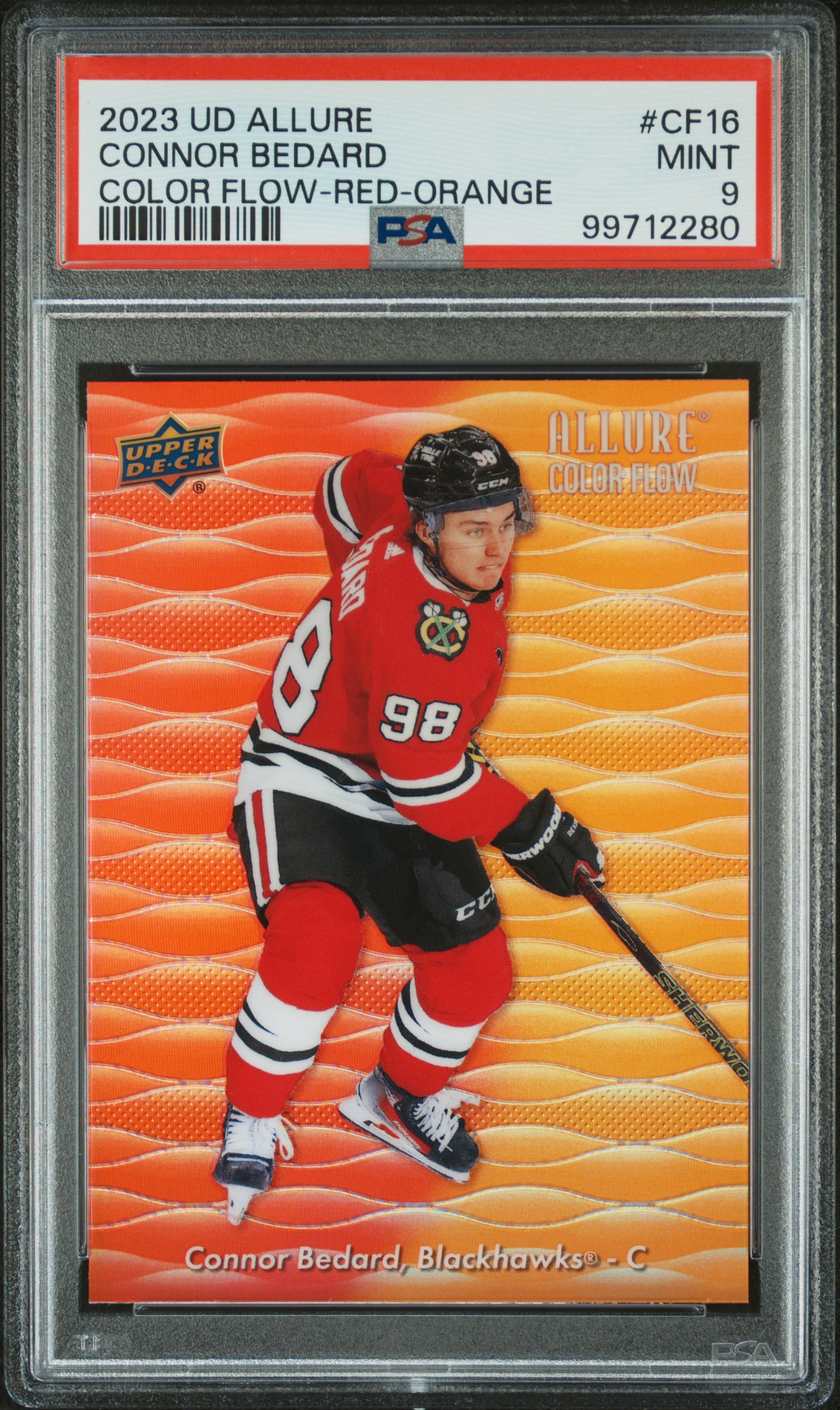 2023 Upper Deck Allure Color Flow Connor Bedard #Cf16 (Color Flow-Red-Orange) Mint 9 front