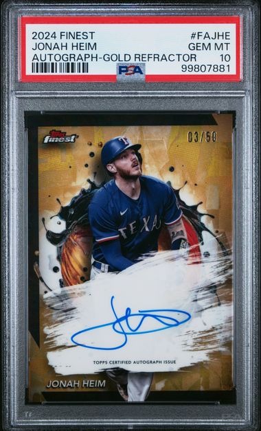 2024 Topps Finest Finest Autographs Jonah Heim #Fajhe (Autograph-Gold Refractor) Gem Mt 10 front