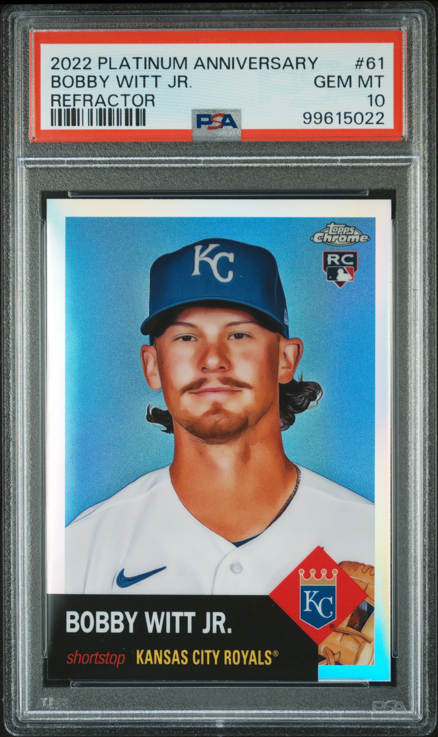 2022 Topps Chrome Platinum Anniversary Bobby Witt Jr. #61 (Refractor) Gem Mt 10 front