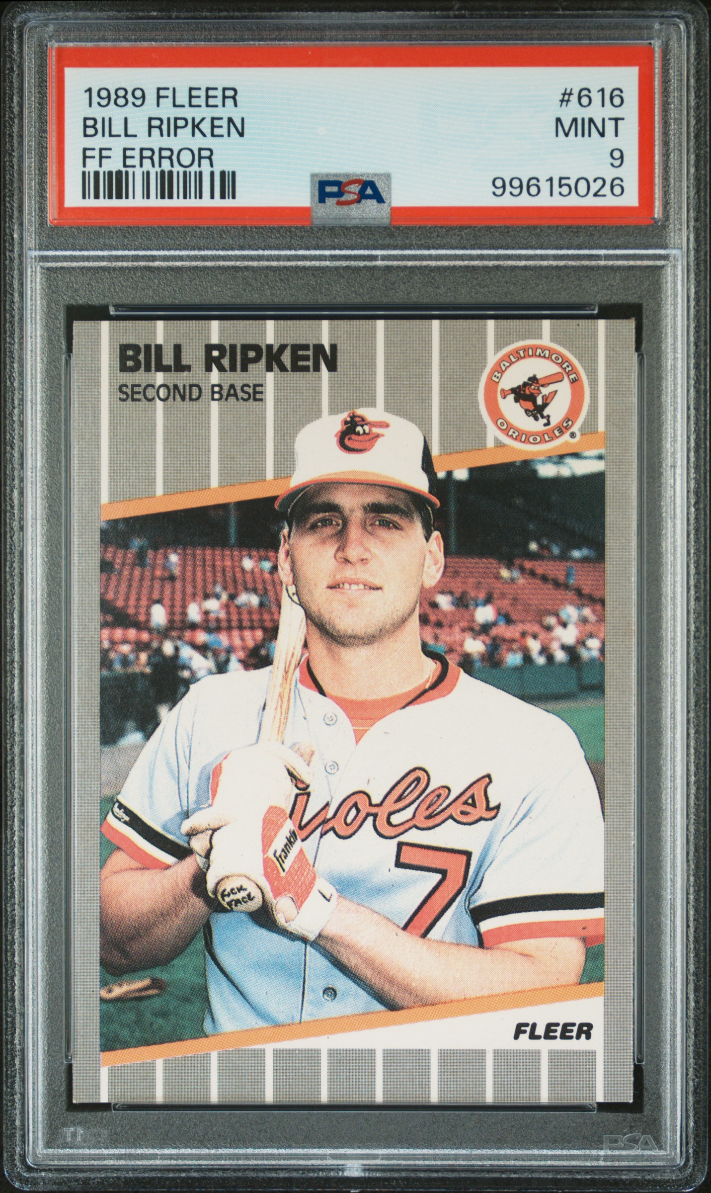 1989 Fleer Bill Ripken #616 (Ff Error) Mint 9 front