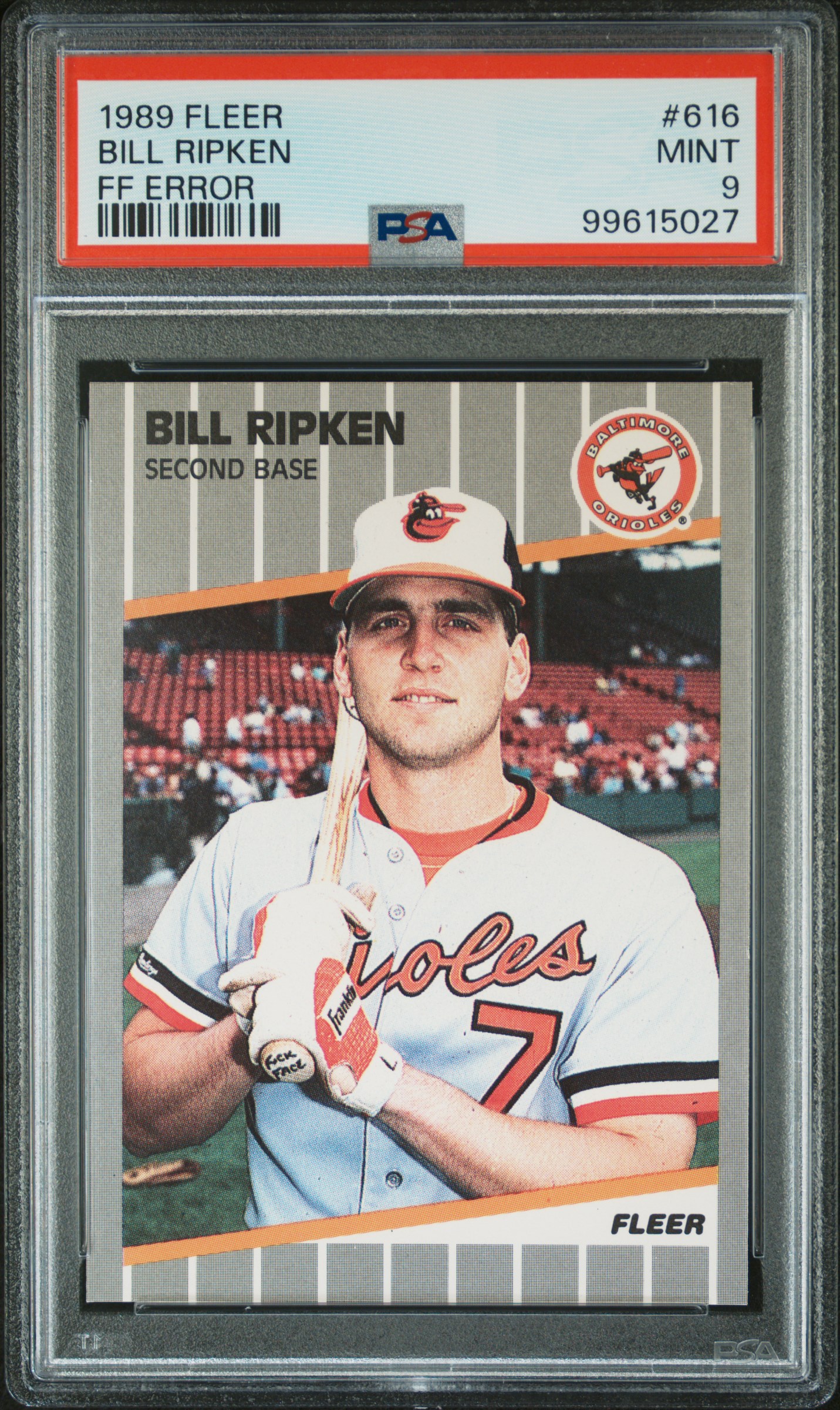 1989 Fleer Bill Ripken #616 (Ff Error) Mint 9 front