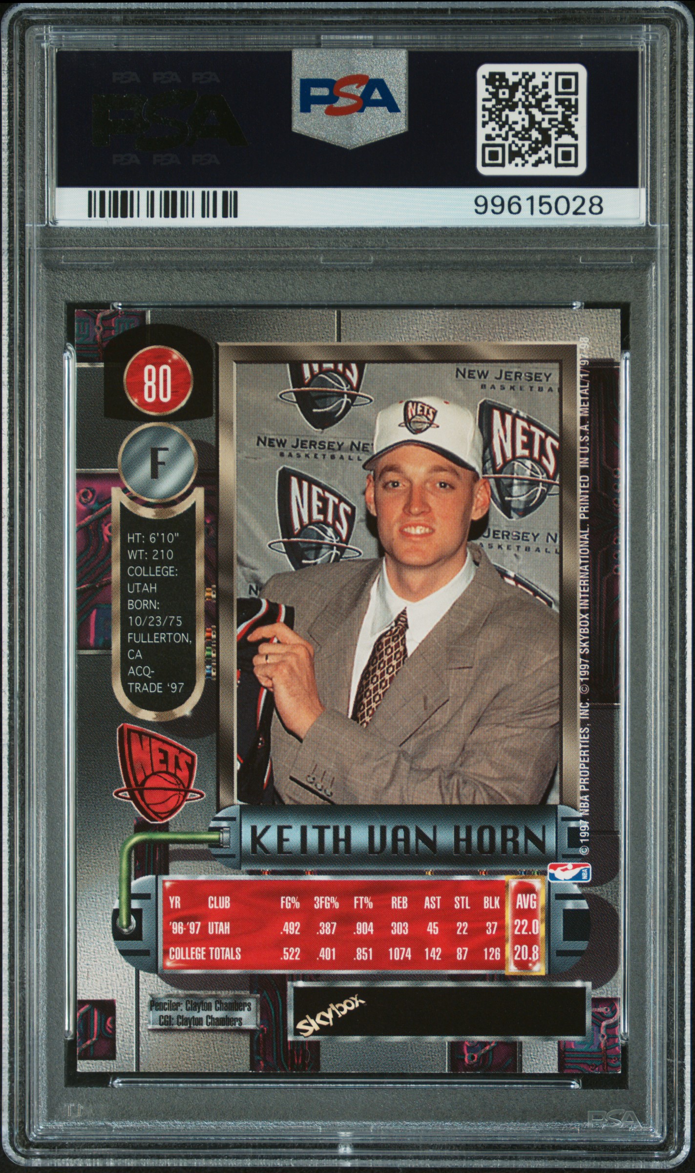 1997 Metal Universe Keith Van Horn #80 Nm-Mt 8 back