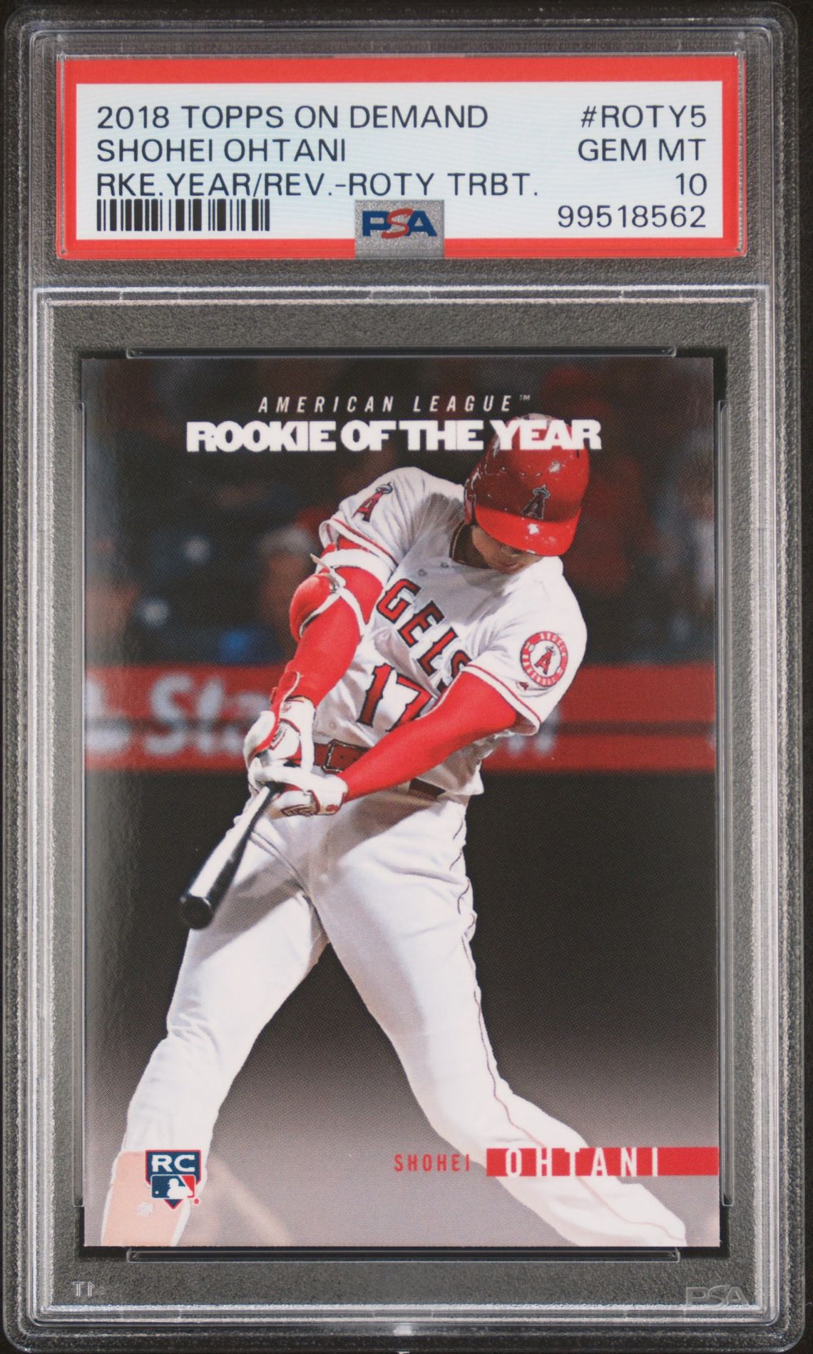2018 Topps TOPPS ON DEMAND ROOKIE YEAR IN REVIEW ROOKIE OF THE YEAR TRIBUTE RKE.YEAR/REV.-ROTY TRBT. #ROTY5 Shohei Ohtani front