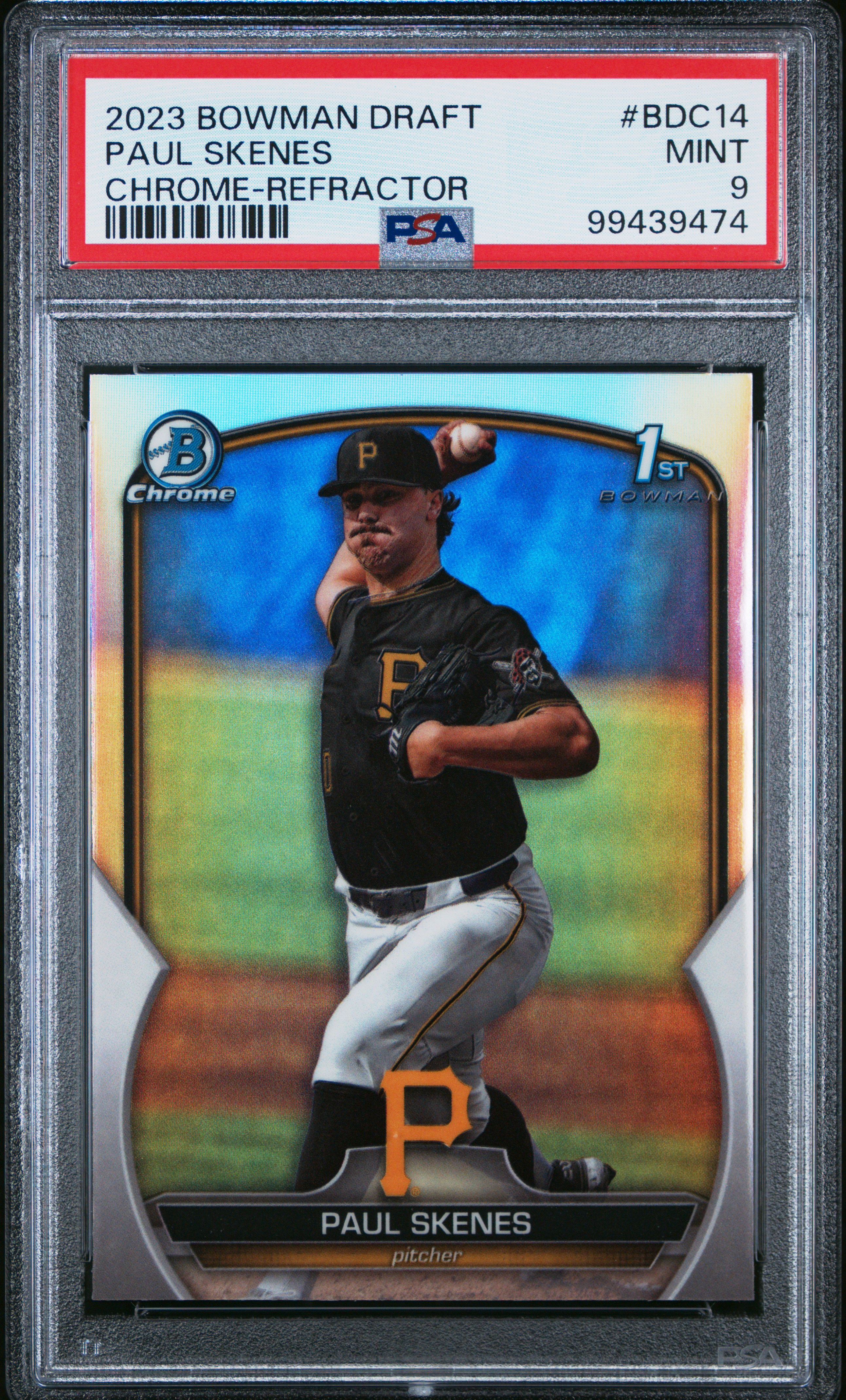 2023 Bowman Draft Paul Skenes #Bdc14 (Chrome-Refractor) Mint 9 front