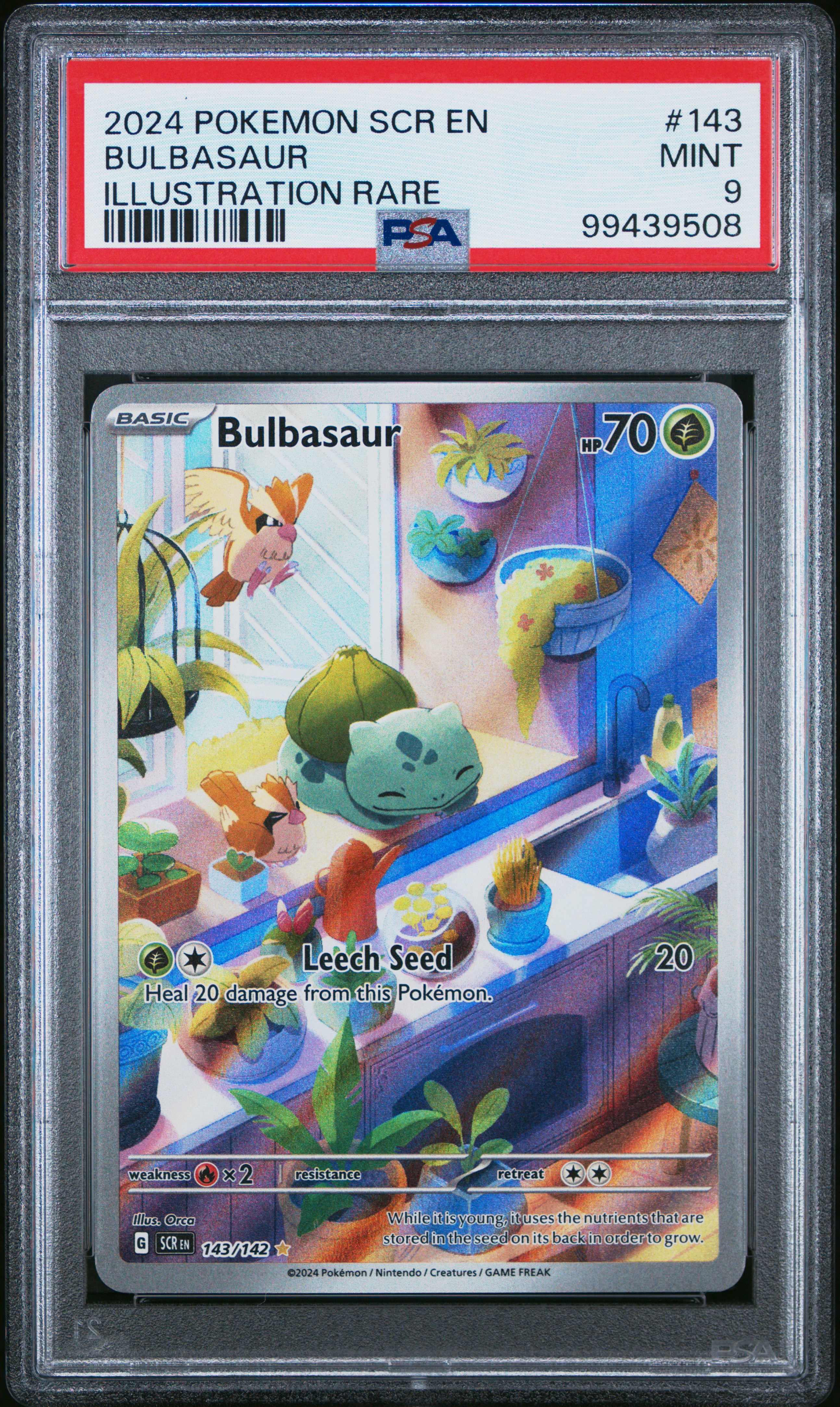 2024 Pokemon Scr En-Stellar Crown Bulbasaur #143 (Illustration Rare) Mint 9 front
