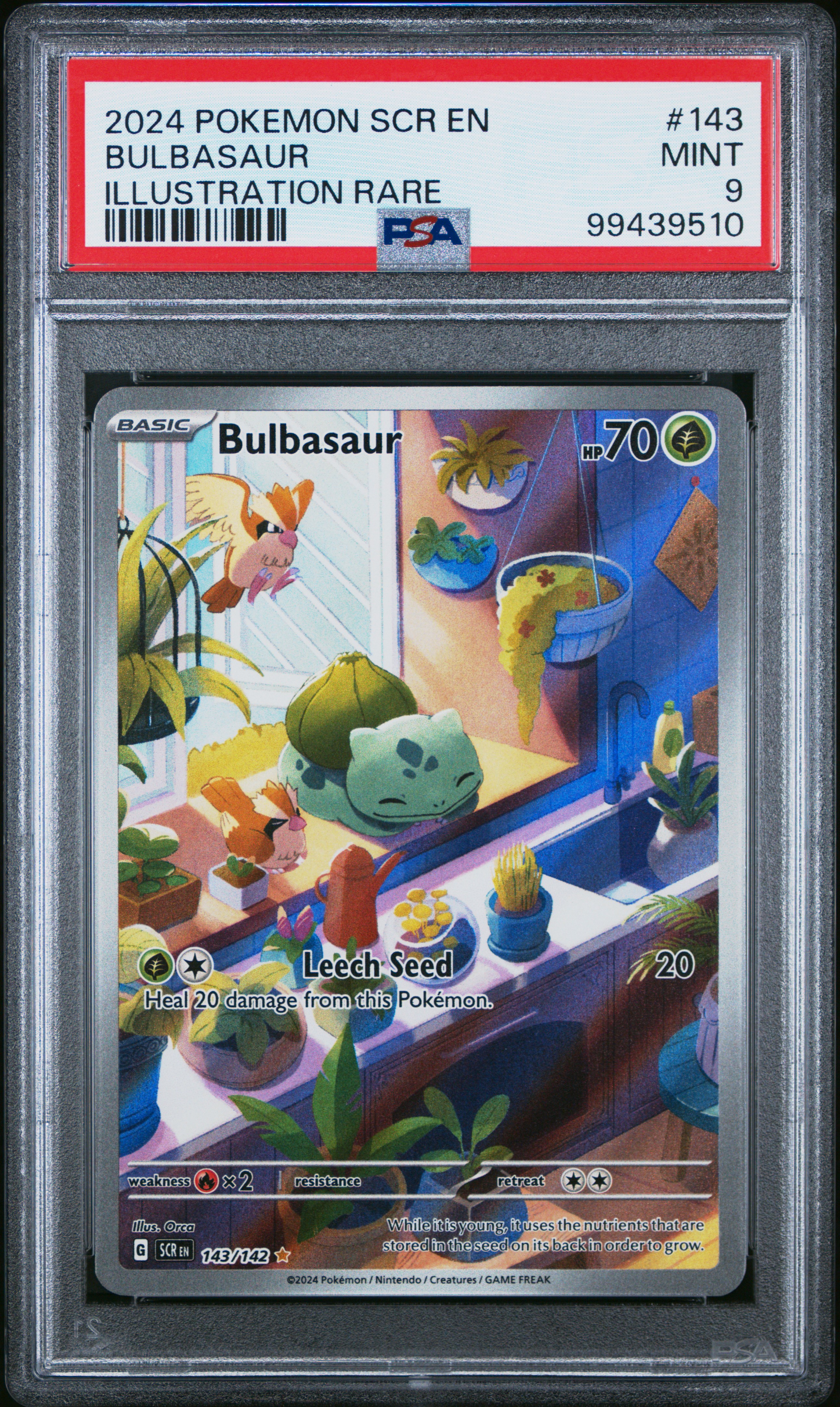 2024 Pokemon Scr En-Stellar Crown Bulbasaur #143 (Illustration Rare) Mint 9 front