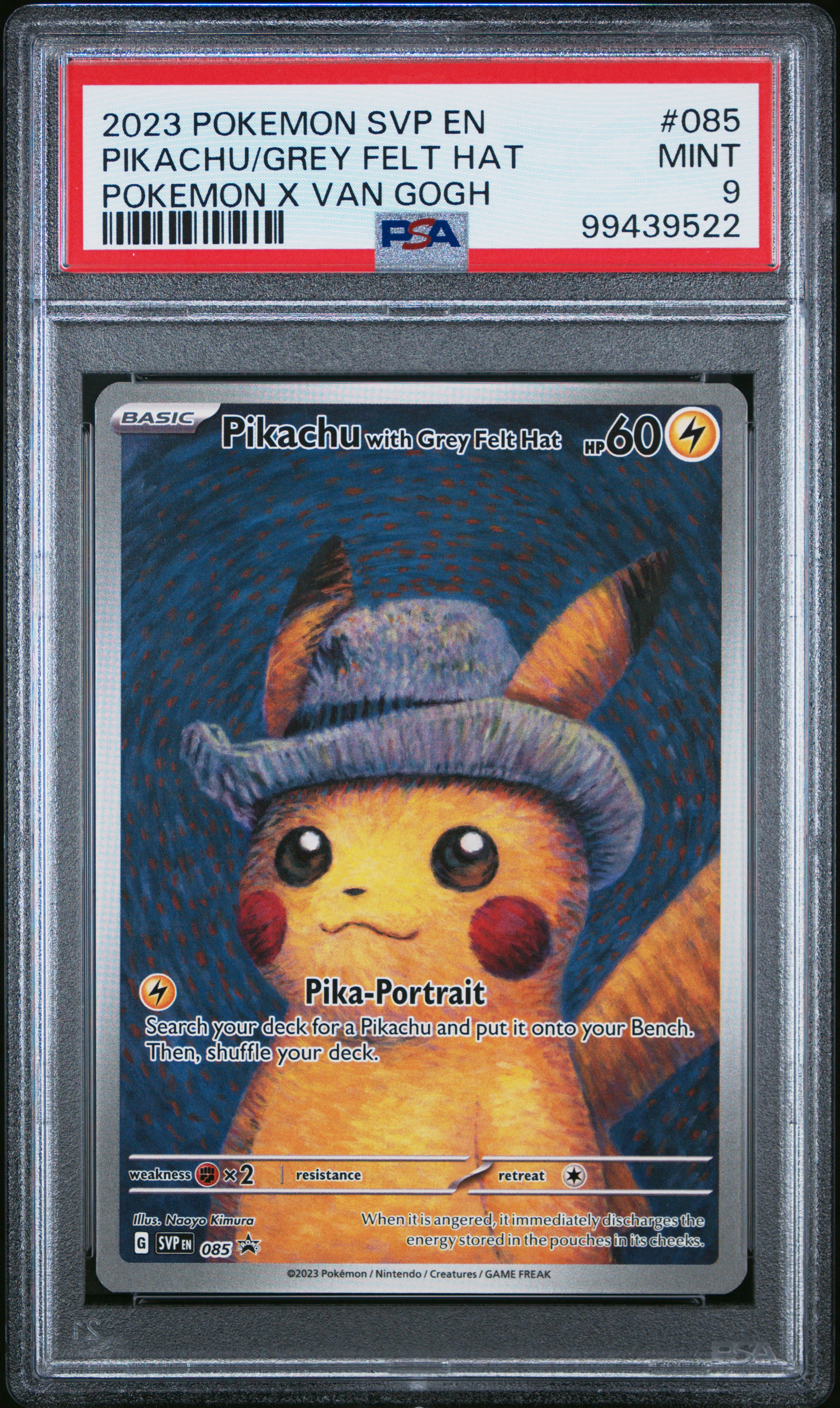 2023 Pokemon Svp En-Sv Black Star Promo Pikachu/Grey Felt Hat #085 (Pokemon X Van Gogh) Mint 9 front