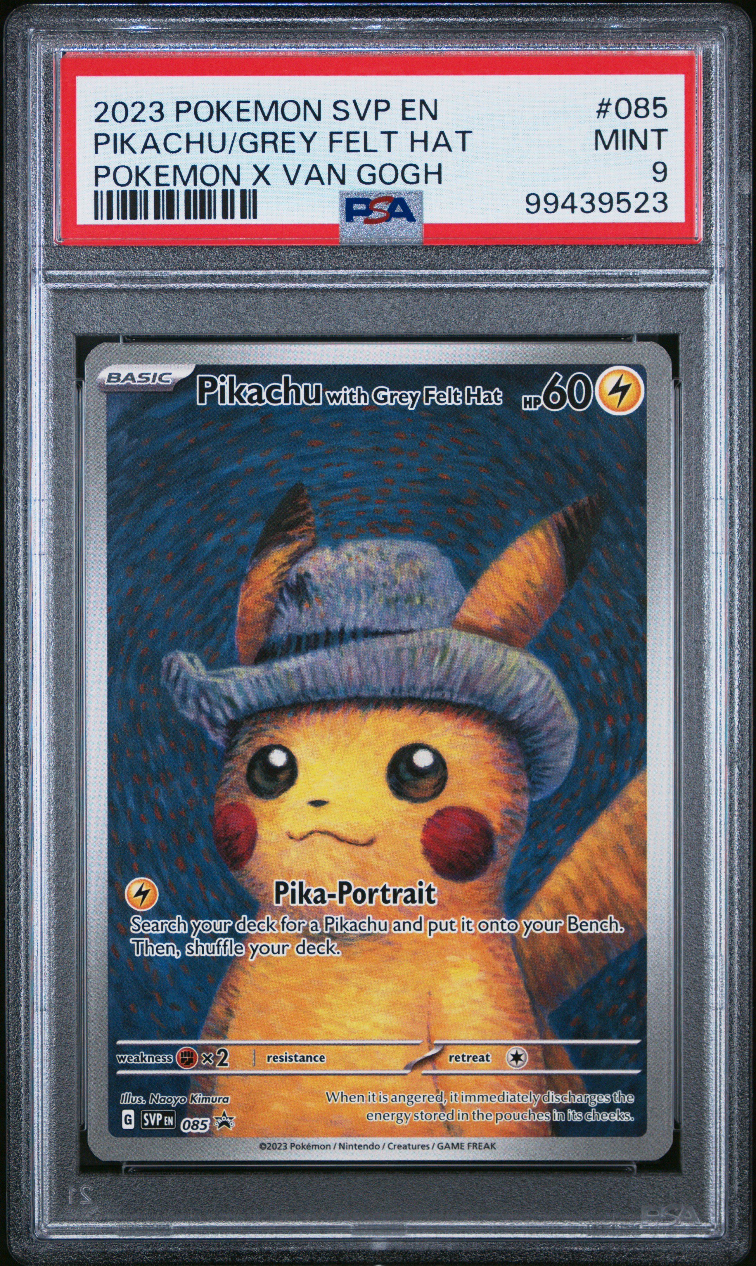 2023 Pokemon Svp En-Sv Black Star Promo Pikachu/Grey Felt Hat #085 (Pokemon X Van Gogh) Mint 9 front