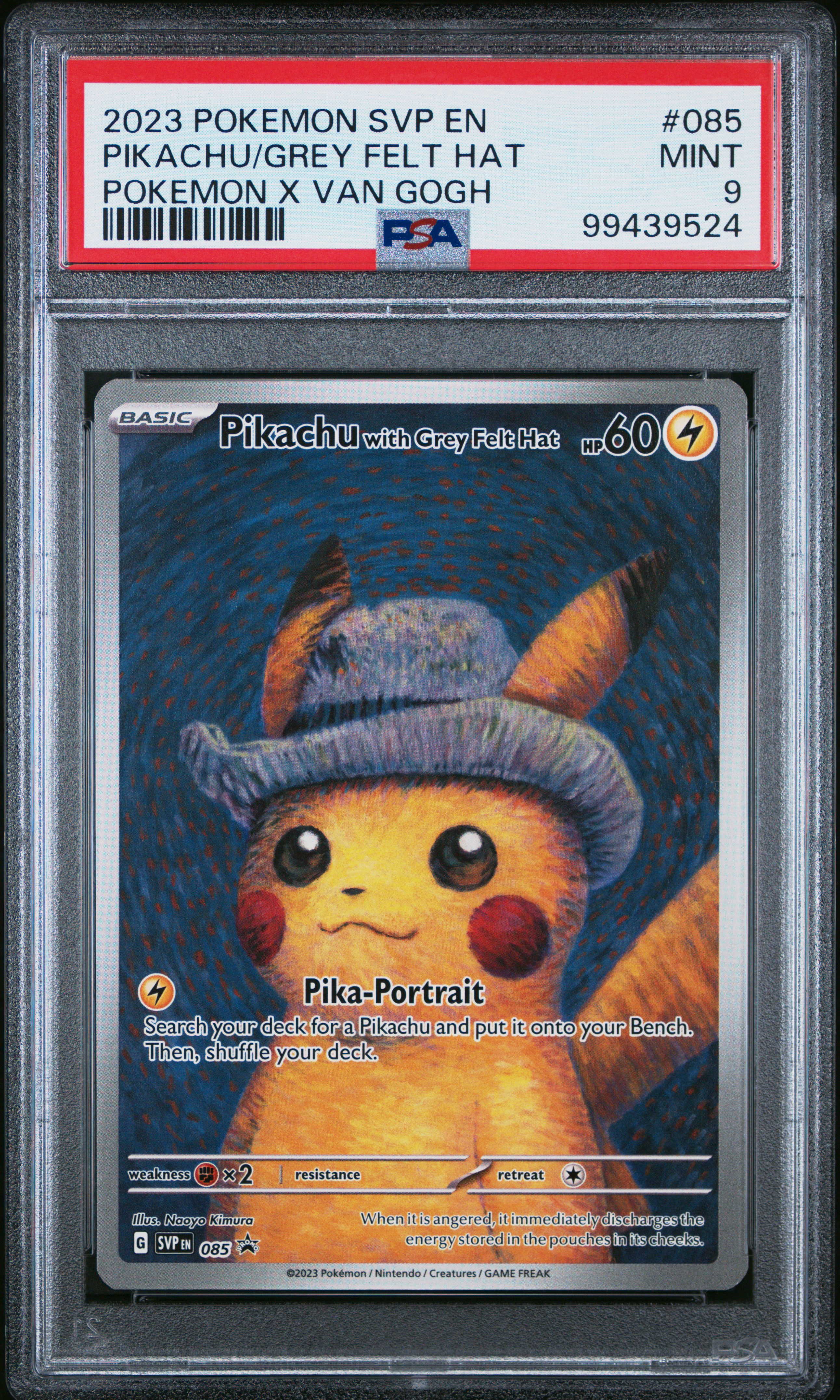 2023 Pokemon Svp En-Sv Black Star Promo Pikachu/Grey Felt Hat #085 (Pokemon X Van Gogh) Mint 9 front