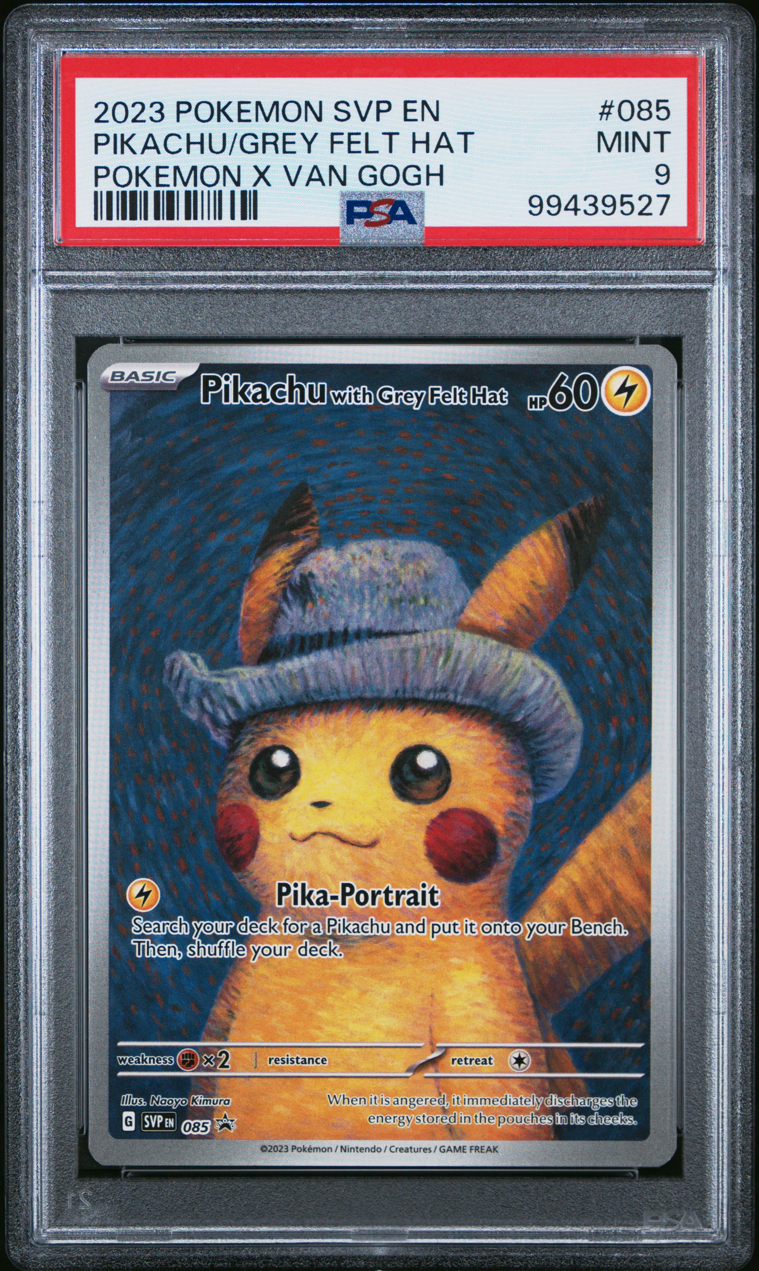 2023 Pokemon Svp En-Sv Black Star Promo Pikachu/Grey Felt Hat #085 (Pokemon X Van Gogh) Mint 9 front