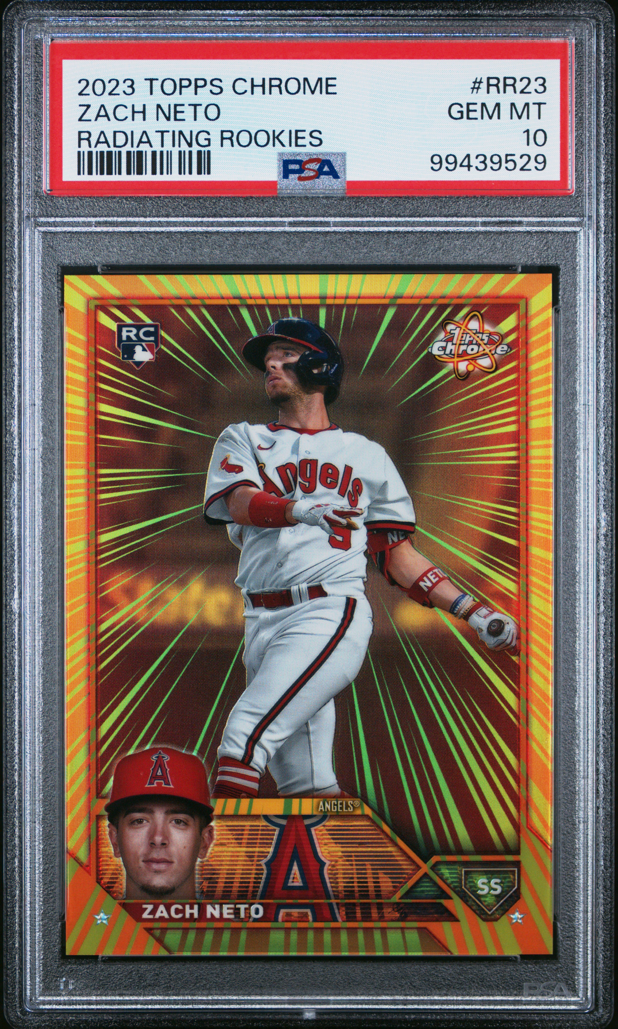 2023 Topps Chrome Radiating Rookies Zach Neto #Rr23 (Update) Gem Mt 10 front