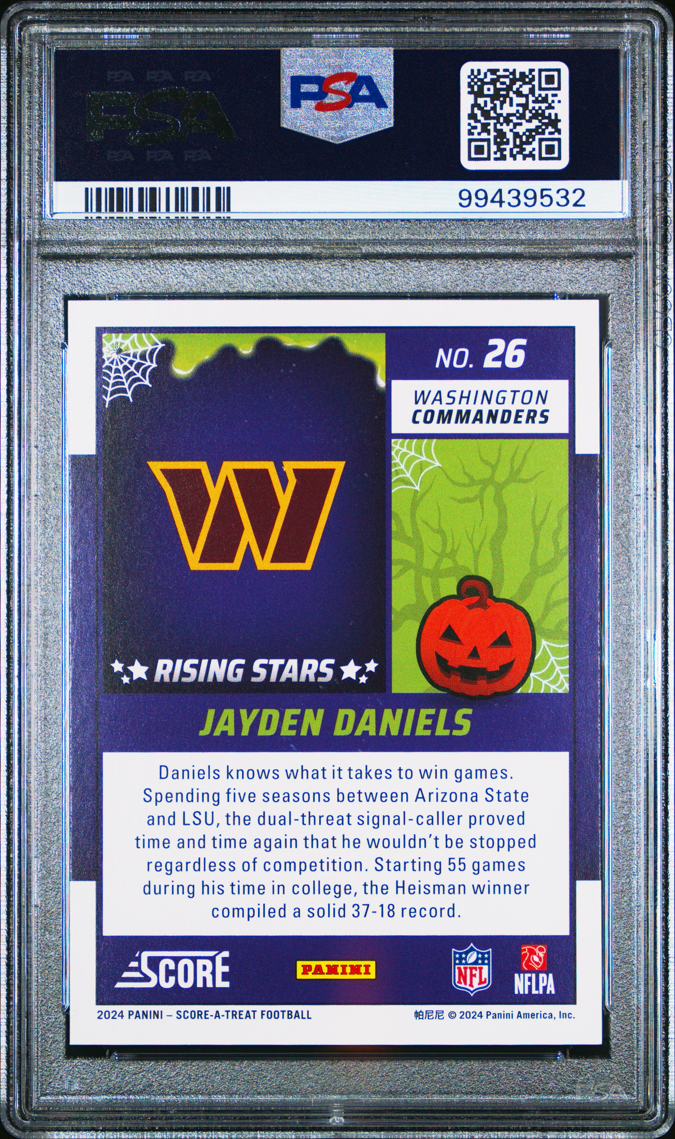 2024 Panini Score-A-Treat Rising Stars Jayden Daniels #26 (Rising Stars-Bats) Gem Mt 10 back