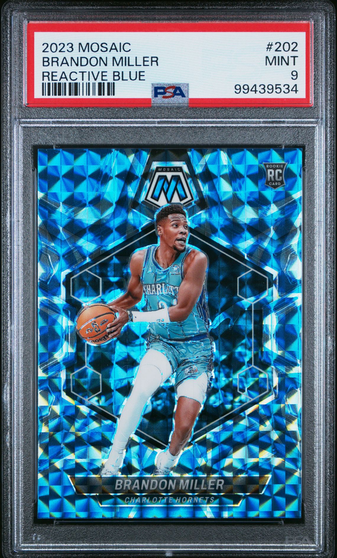 2023 Panini Mosaic Brandon Miller #202 (Reactive Blue) Mint 9 front