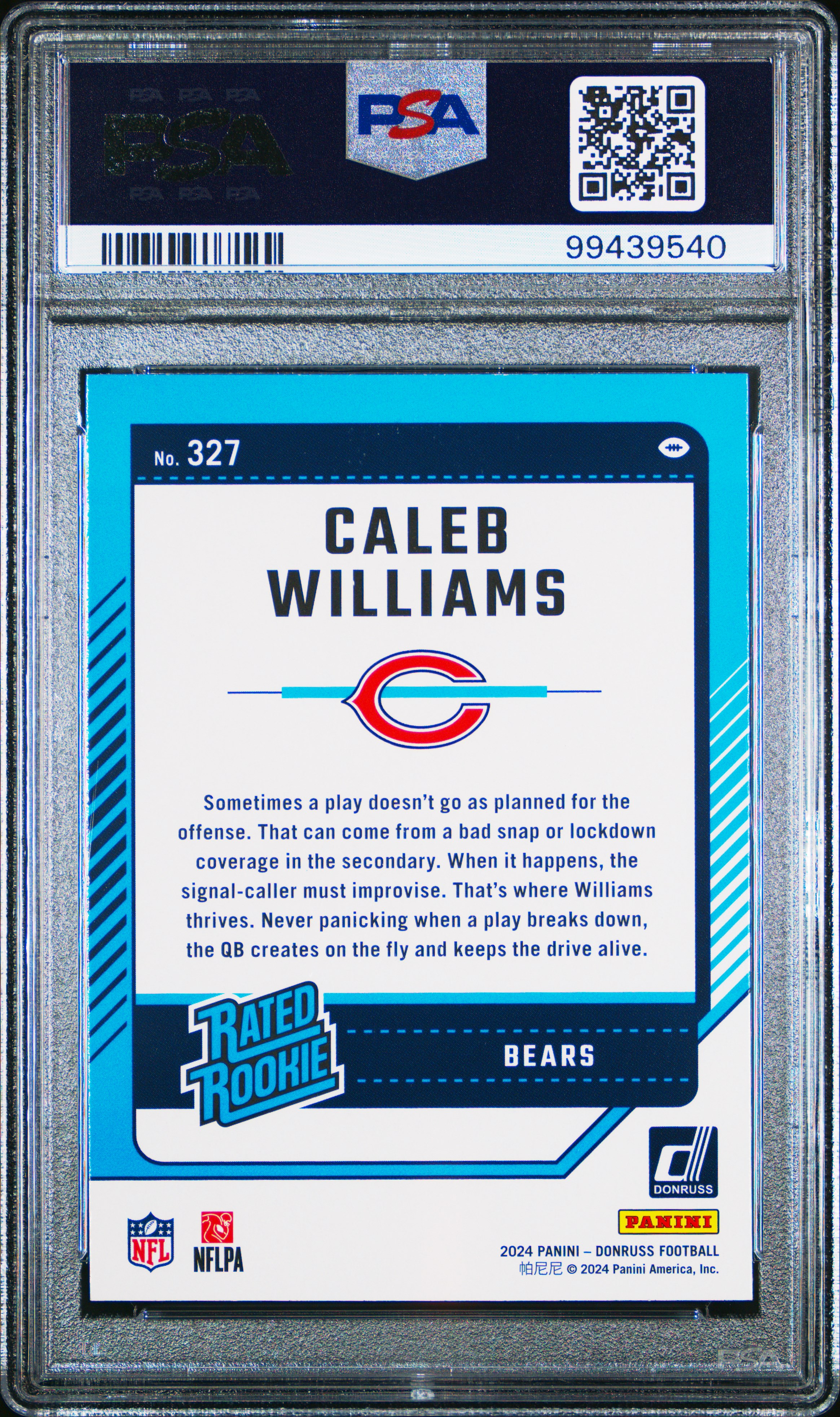 2024 Panini Donruss Caleb Williams #327 Gem Mt 10 back