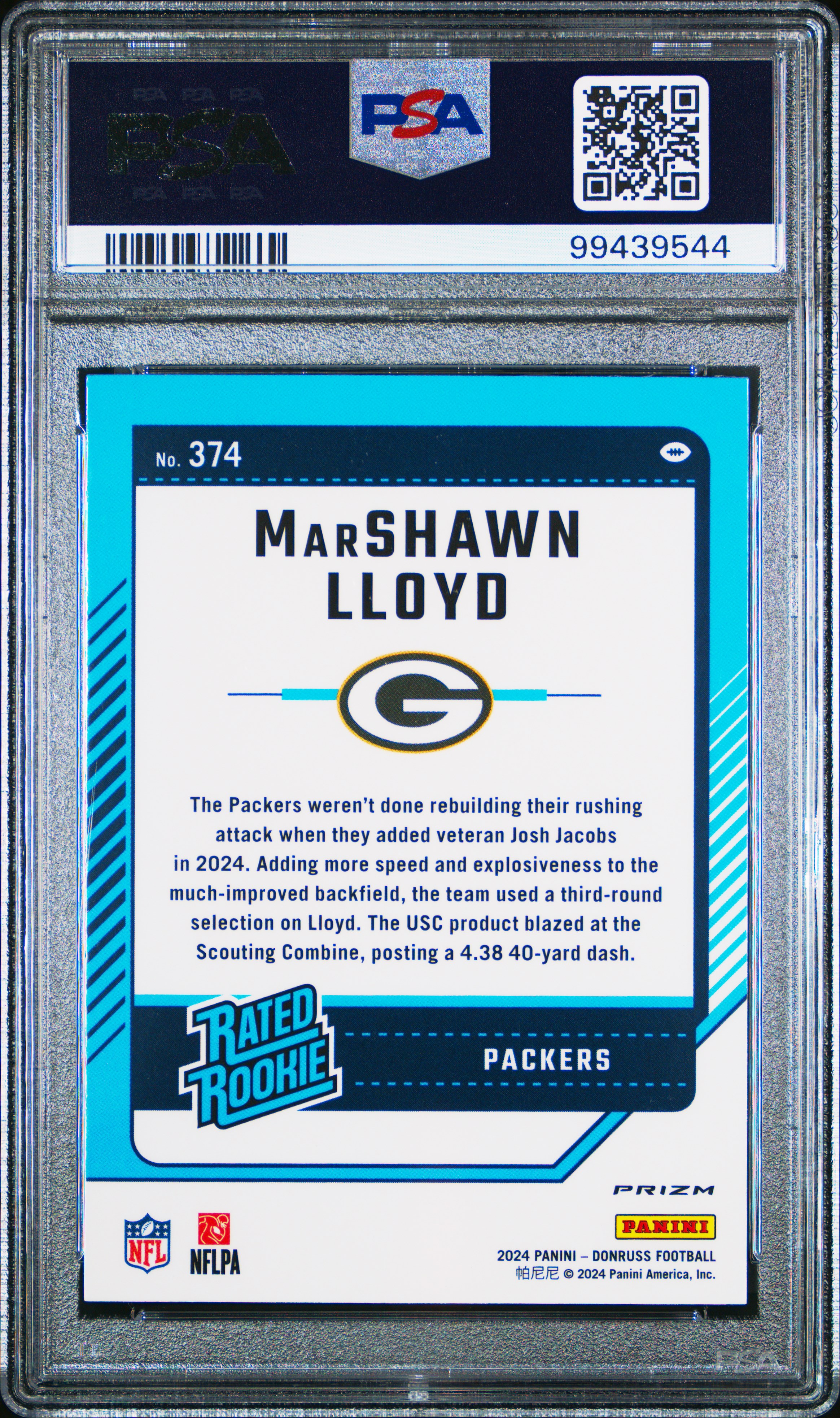 2024 Panini Donruss Marshawn Lloyd #374 (Optic Preview-Red Pandora) Gem Mt 10 back