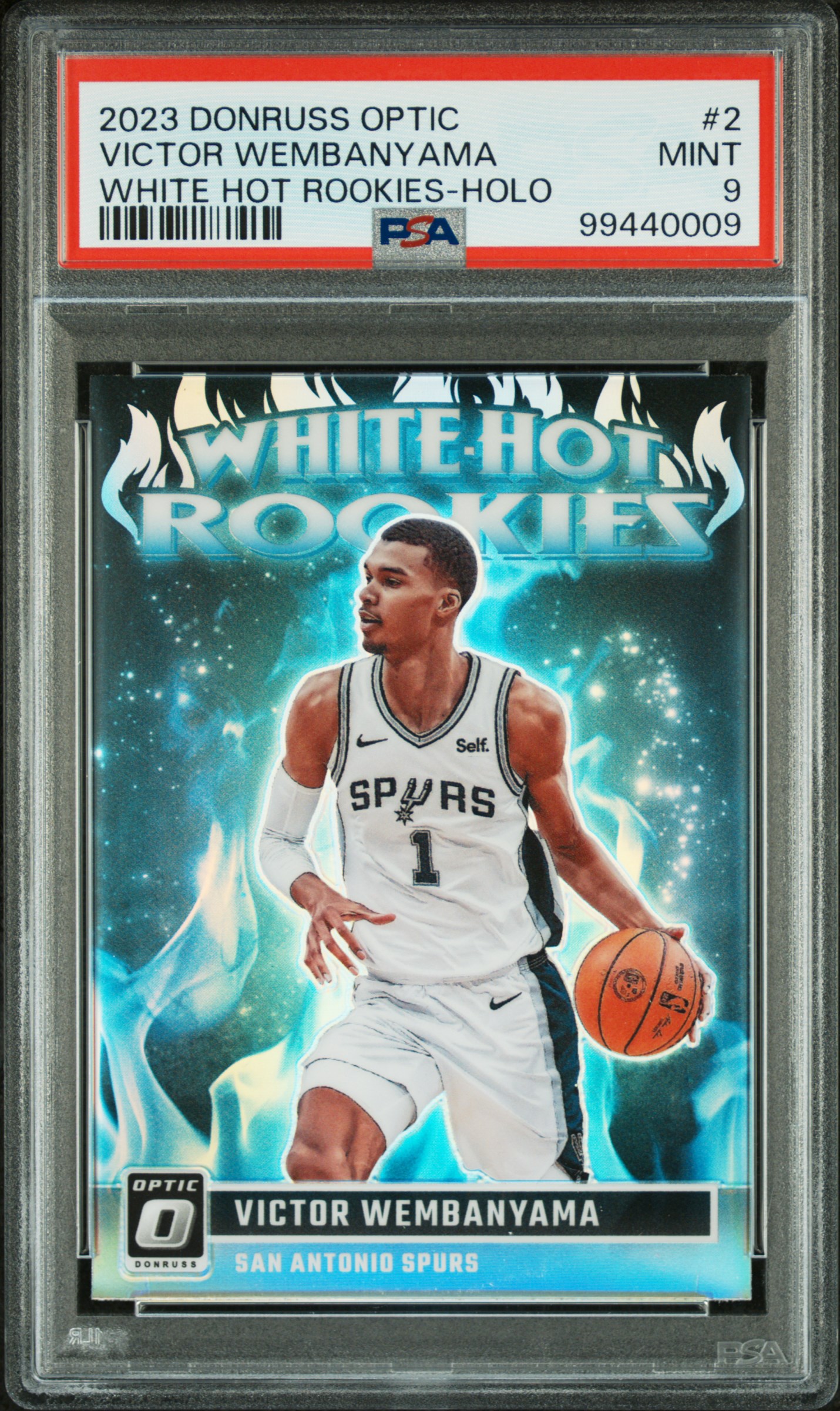 2023 Panini Donruss Optic White Hot Rookies Victor Wembanyama #2 (White Hot Rookies-Holo) Mint 9 front