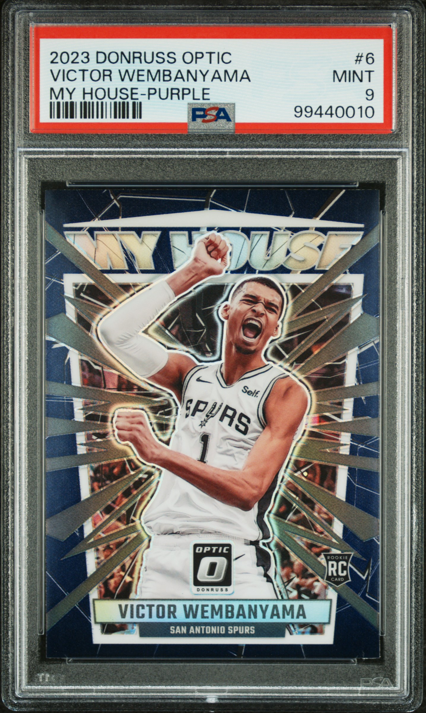 2023 Panini Donruss Optic My House Victor Wembanyama #6 (My House-Purple) Mint 9 front