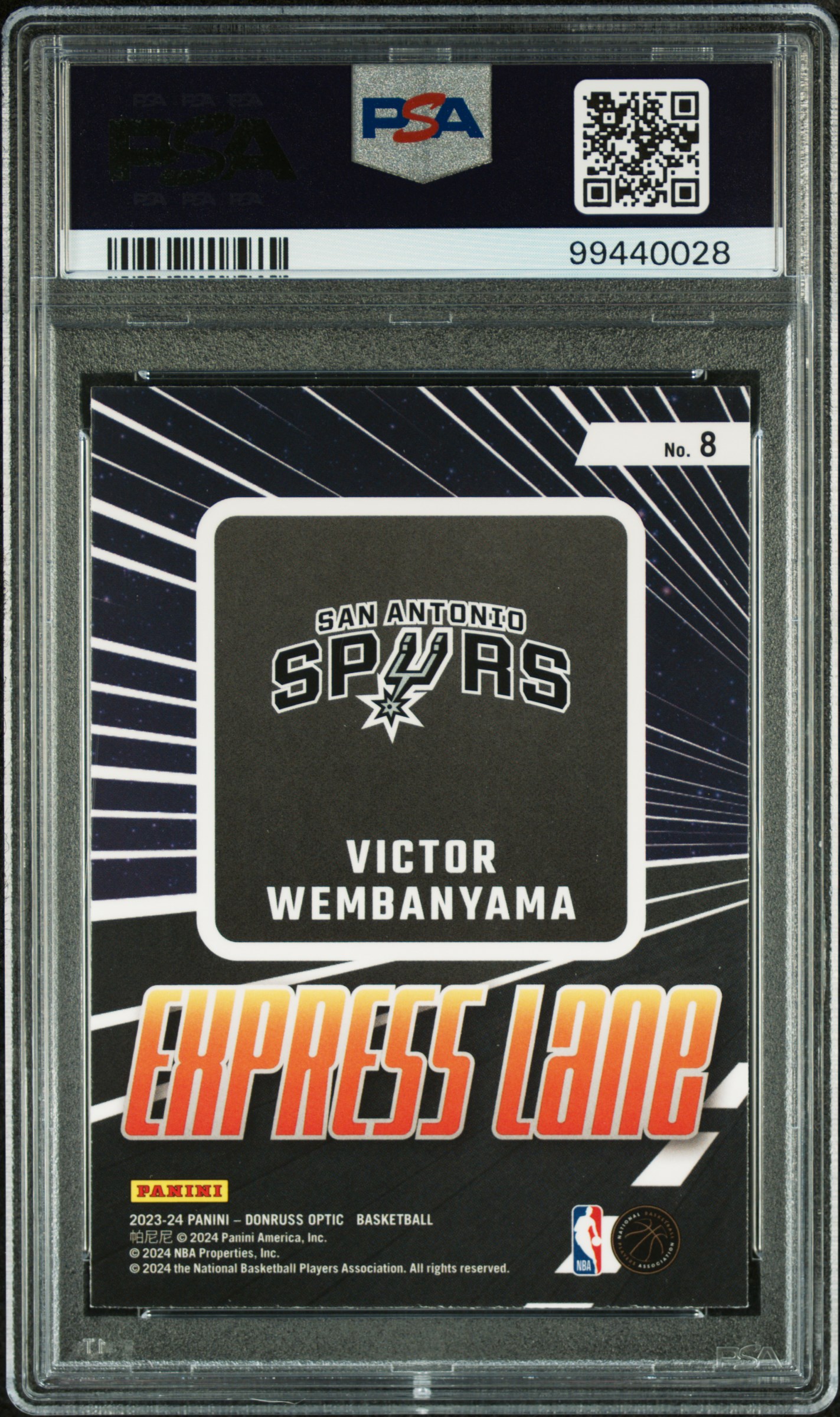 2023 Panini Donruss Optic Express Lane Victor Wembanyama #8 Gem Mt 10 back