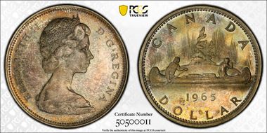 1965 S$1 Type 4 Lg Beads, Pt 5 MS65