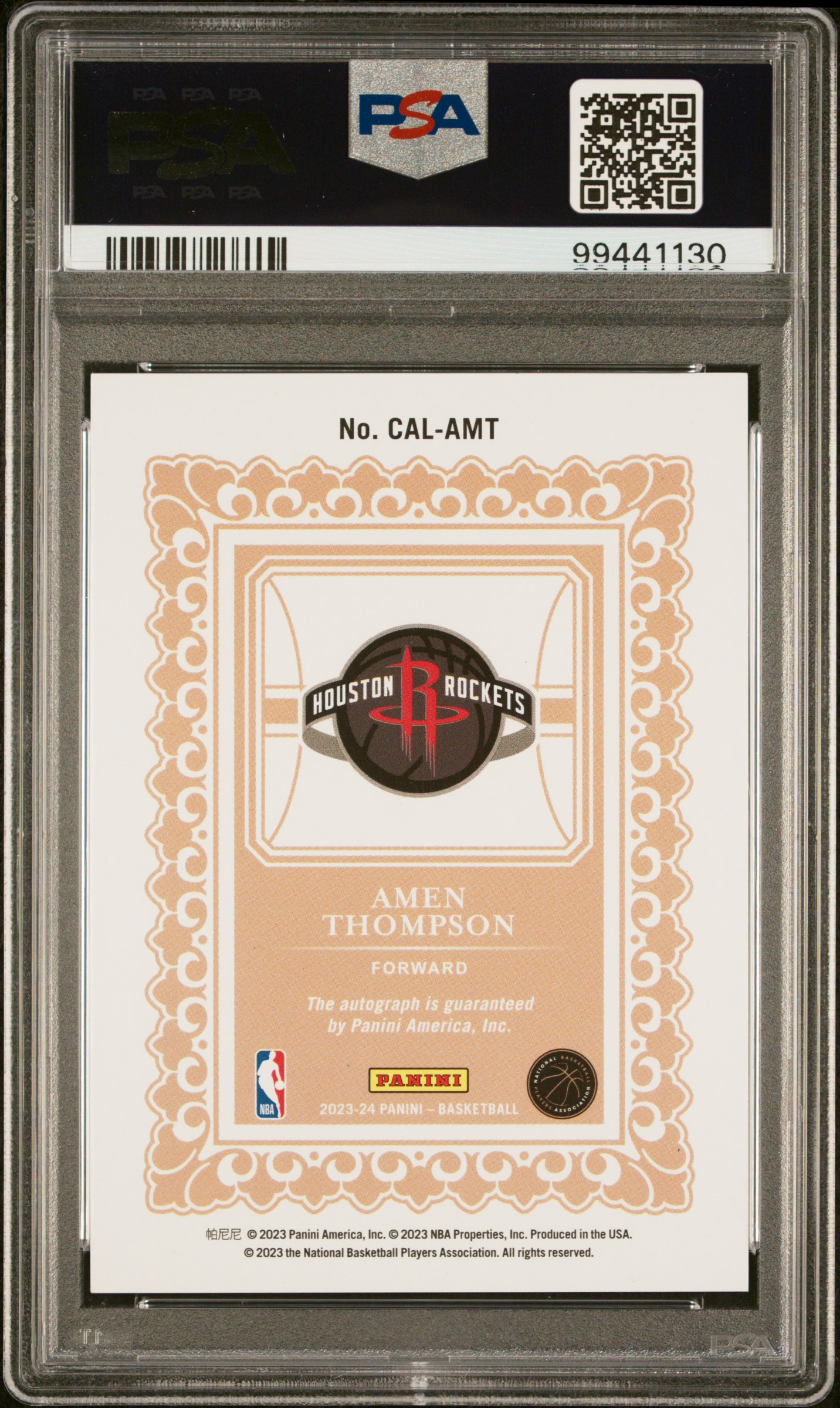 2023 Panini Phoenix 2023 Hoops Calligraphy Signatures Amen Thompson #Calamt Nm-Mt 8 back