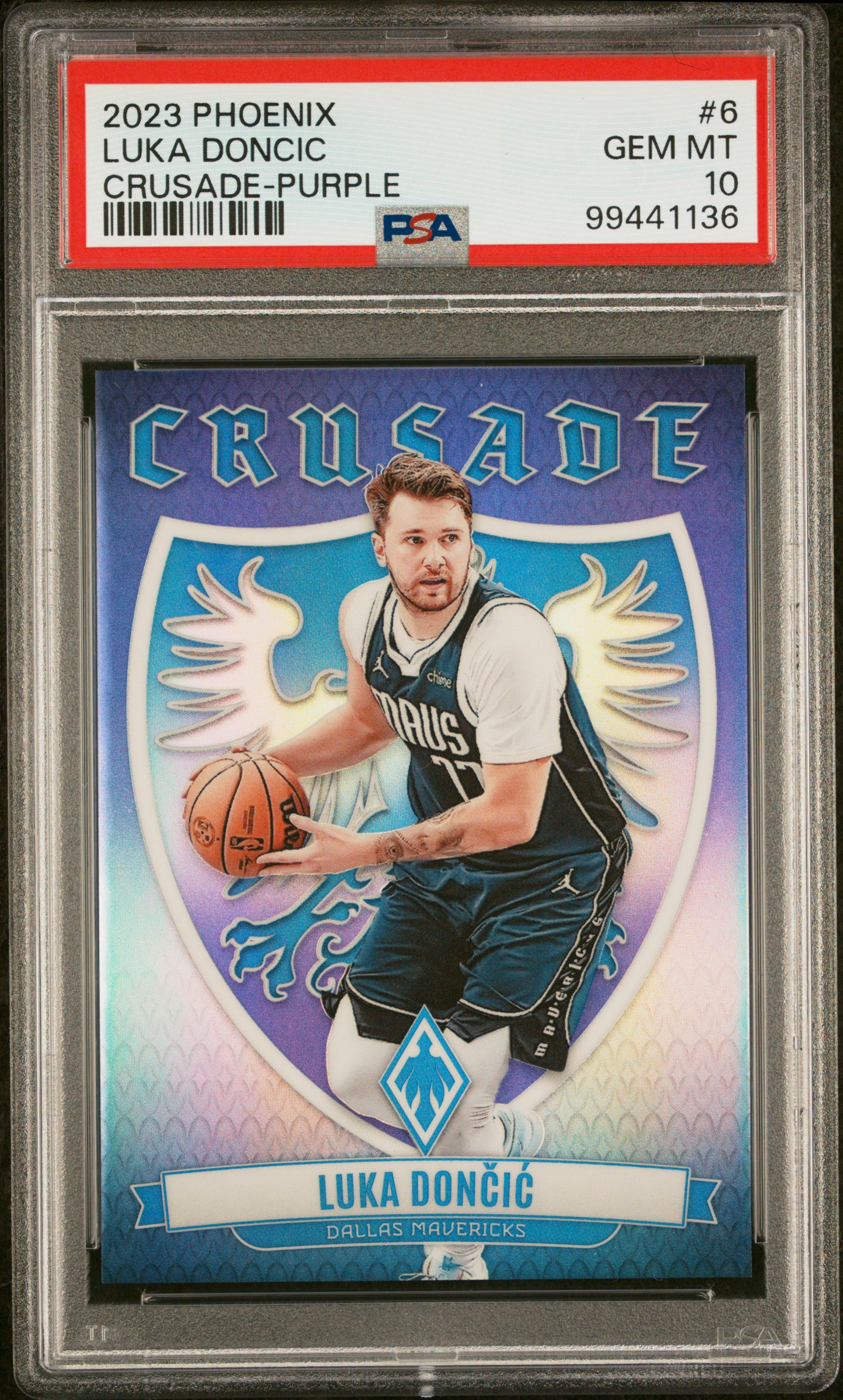 2023 Panini Phoenix Crusade Luka Doncic #6 (Crusade-Purple) Gem Mt 10 front