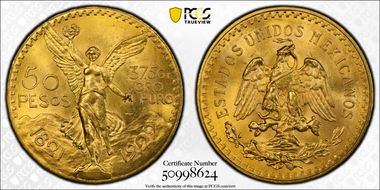 1929 50 Peso KM-481  Au MS64