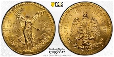1930 50 Peso KM-481  Au MS65