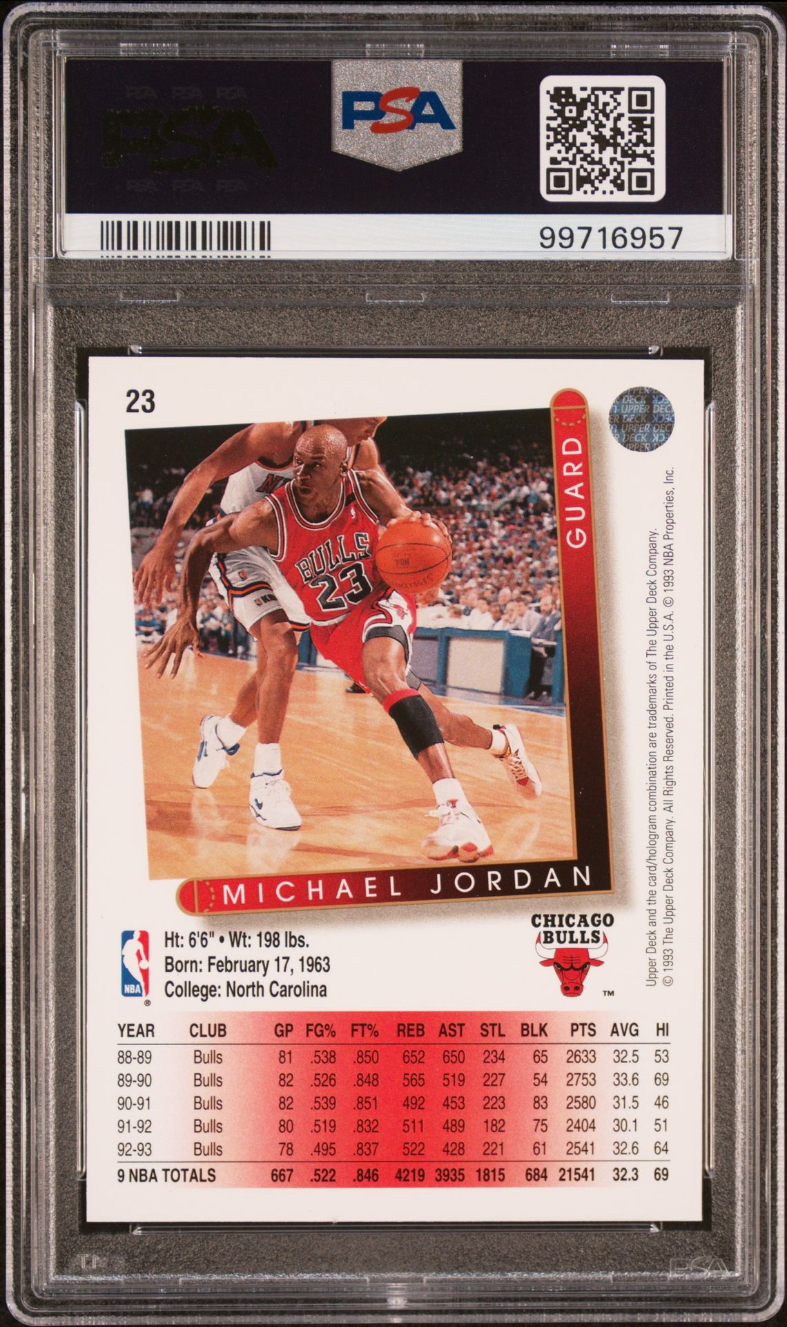1993 Upper Deck Michael Jordan #23 Mint 9 back