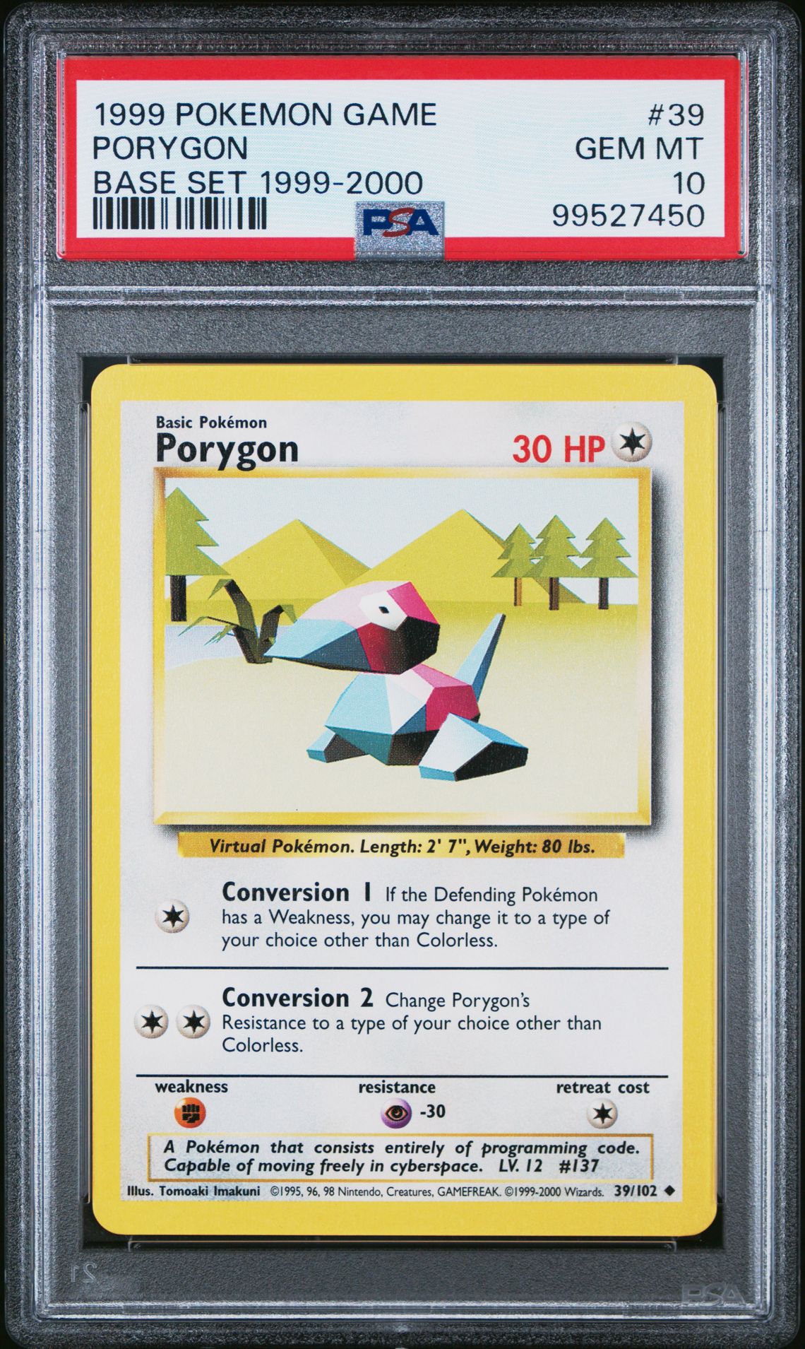 1999 Pokemon POKEMON GAME BASE SET 1999-2000 #39 Porygon front