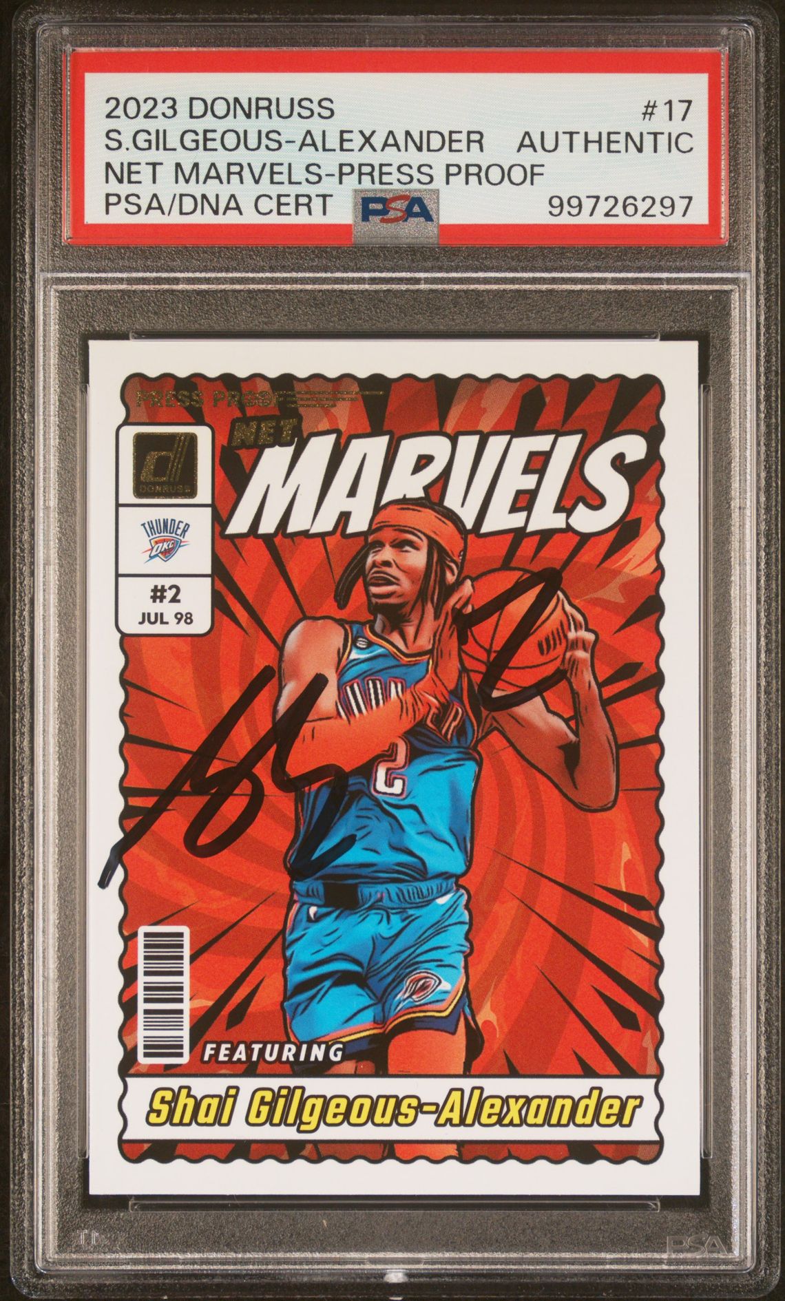 2023 Panini PANINI DONRUSS NET MARVELS NET MARVELS-PRESS PROOF #17 S. Gilgeous-Alexander front