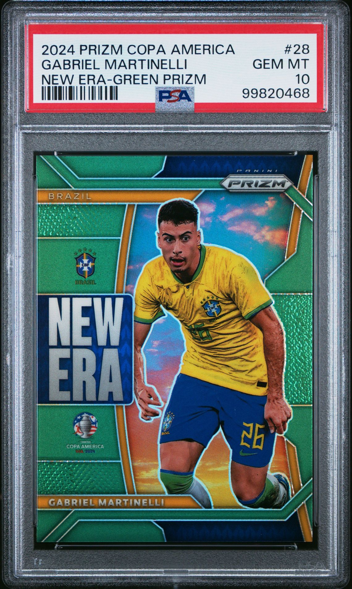 2024 Panini PANINI PRIZM CONMEBOL COPA AMERICA NEW ERA GREEN PRIZM #28 Gabriel Martinelli front
