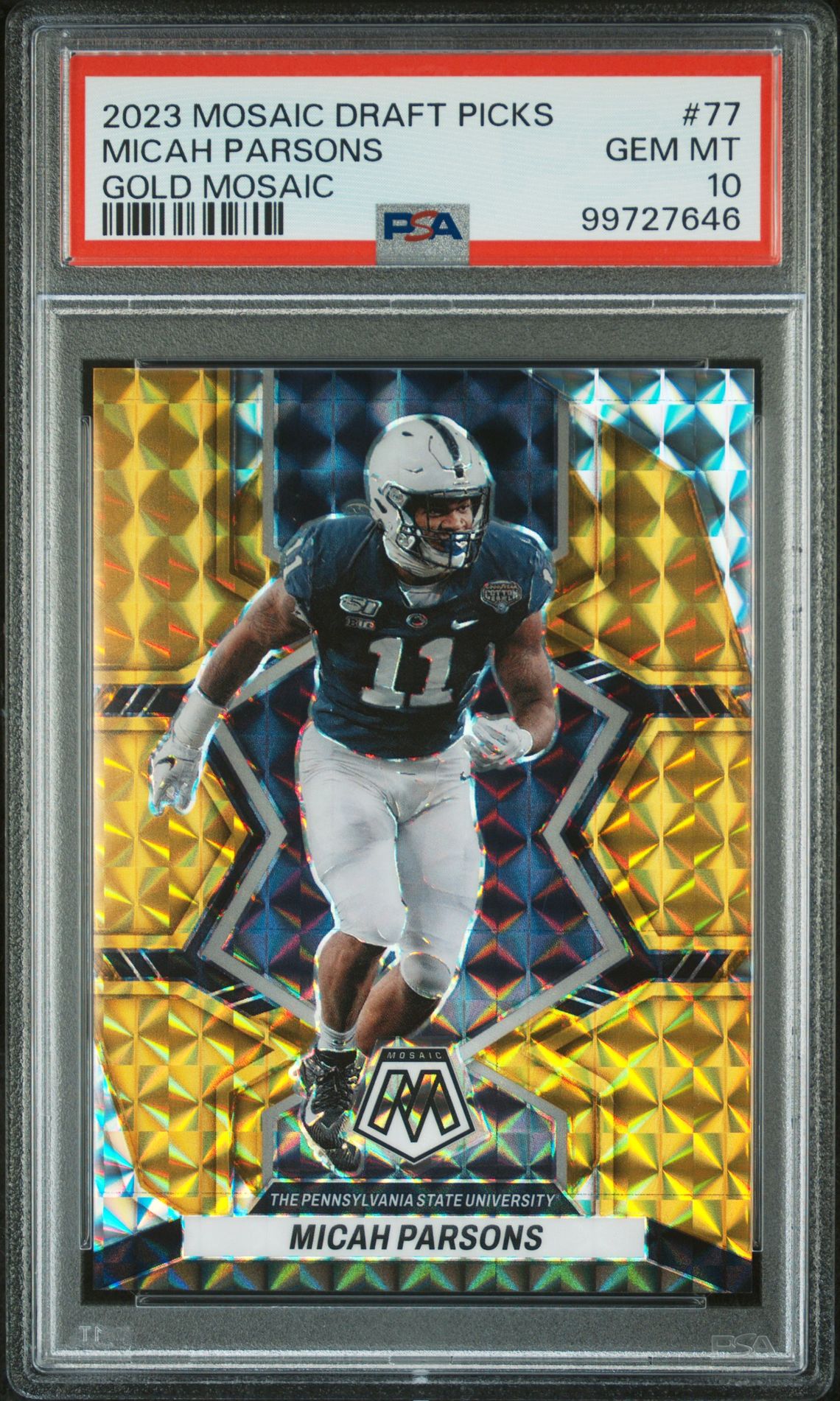 2023 Panini PANINI MOSAIC DRAFT PICKS Gold #77 Micah Parsons front