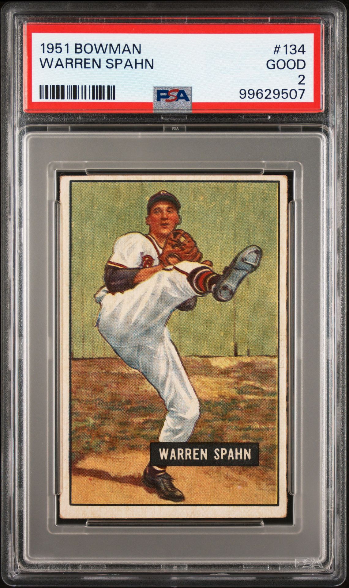 1951 Bowman #134 Warren Spahn front