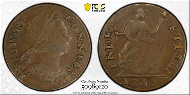 1785 CT 1/2P Bust Right, Miller 4.3-A.2 XF45BN