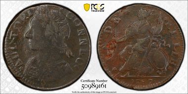 1787 CT 1/2P Mailed Bust Left, M 11.2-K XF45BN