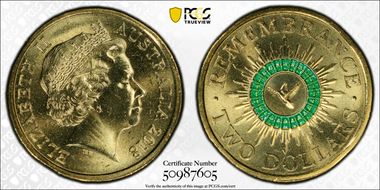 2018 $2 Remembrance Dove Colorized 30th Ann. $2 Coin MS66