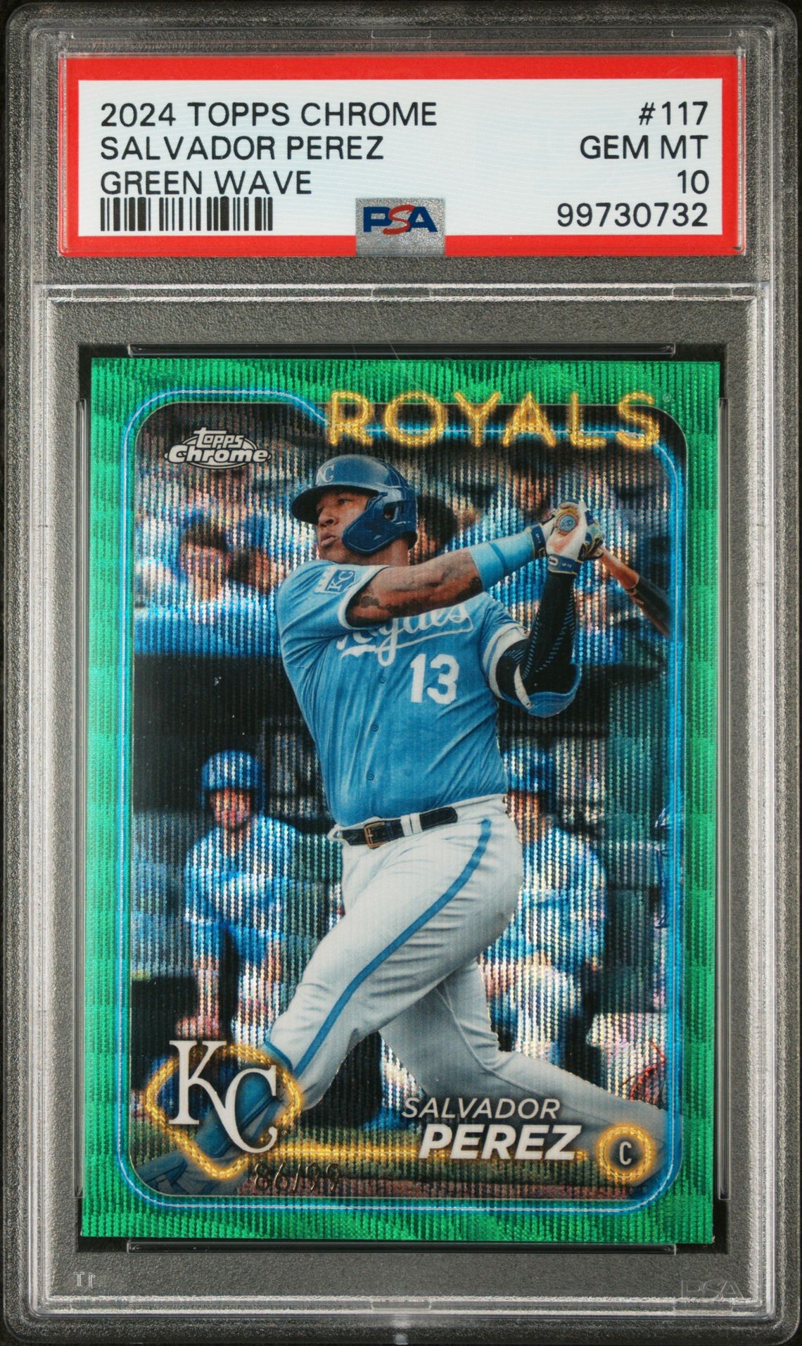 2024 Topps Chrome TOPPS CHROME GREEN WAVE #117 Salvador Perez front