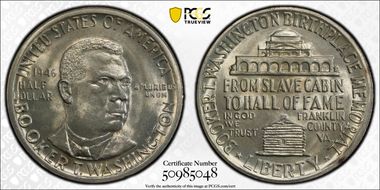 1946 50C Booker T. Washington MS65