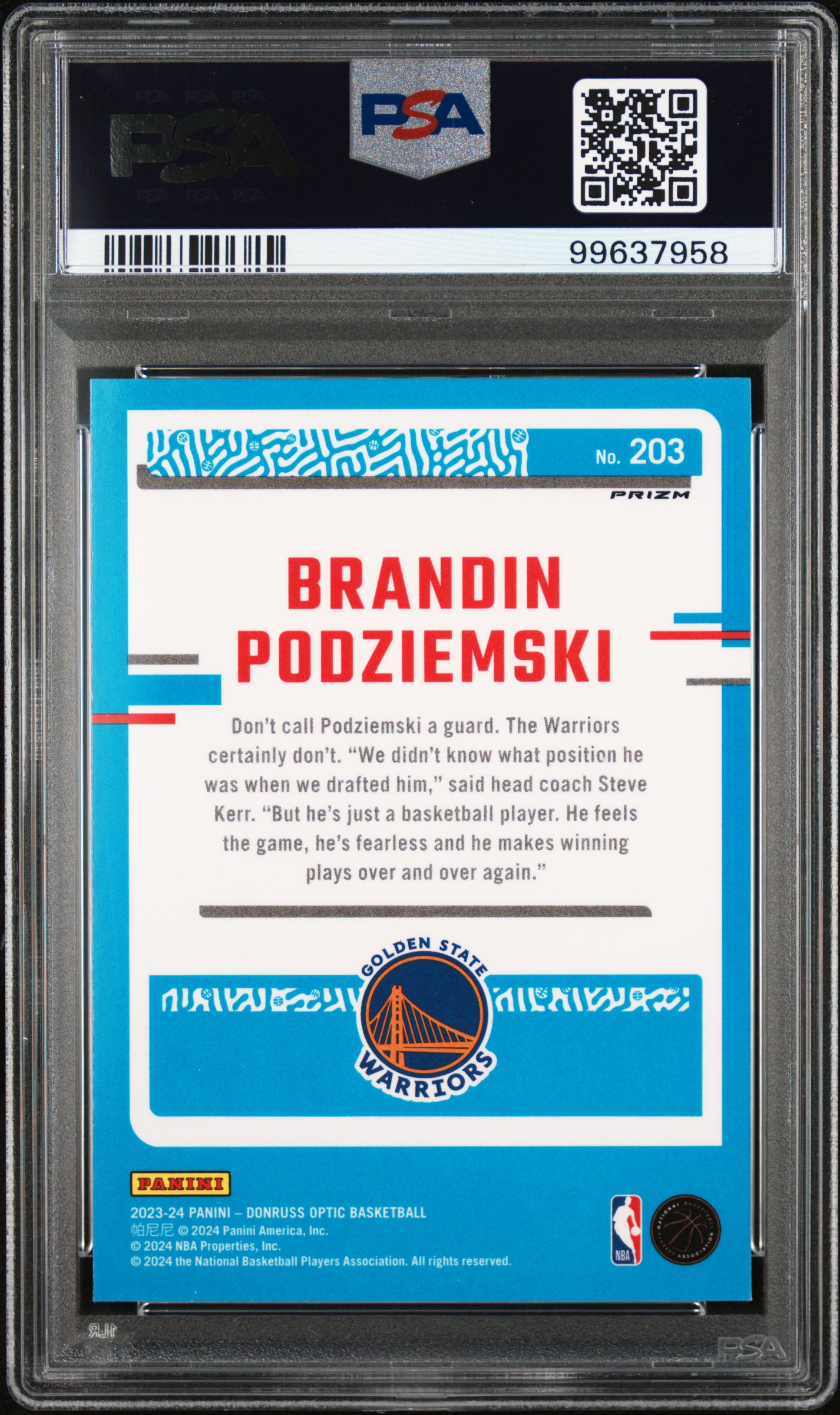 2023 Panini Donruss Optic Brandin Podziemski #203 (Choice) Nm-Mt 8 back
